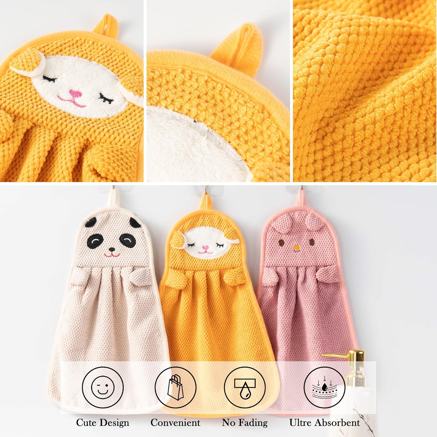 BATTILO HOME 6 Pack Cute Animal Hand Towels for Kids 1