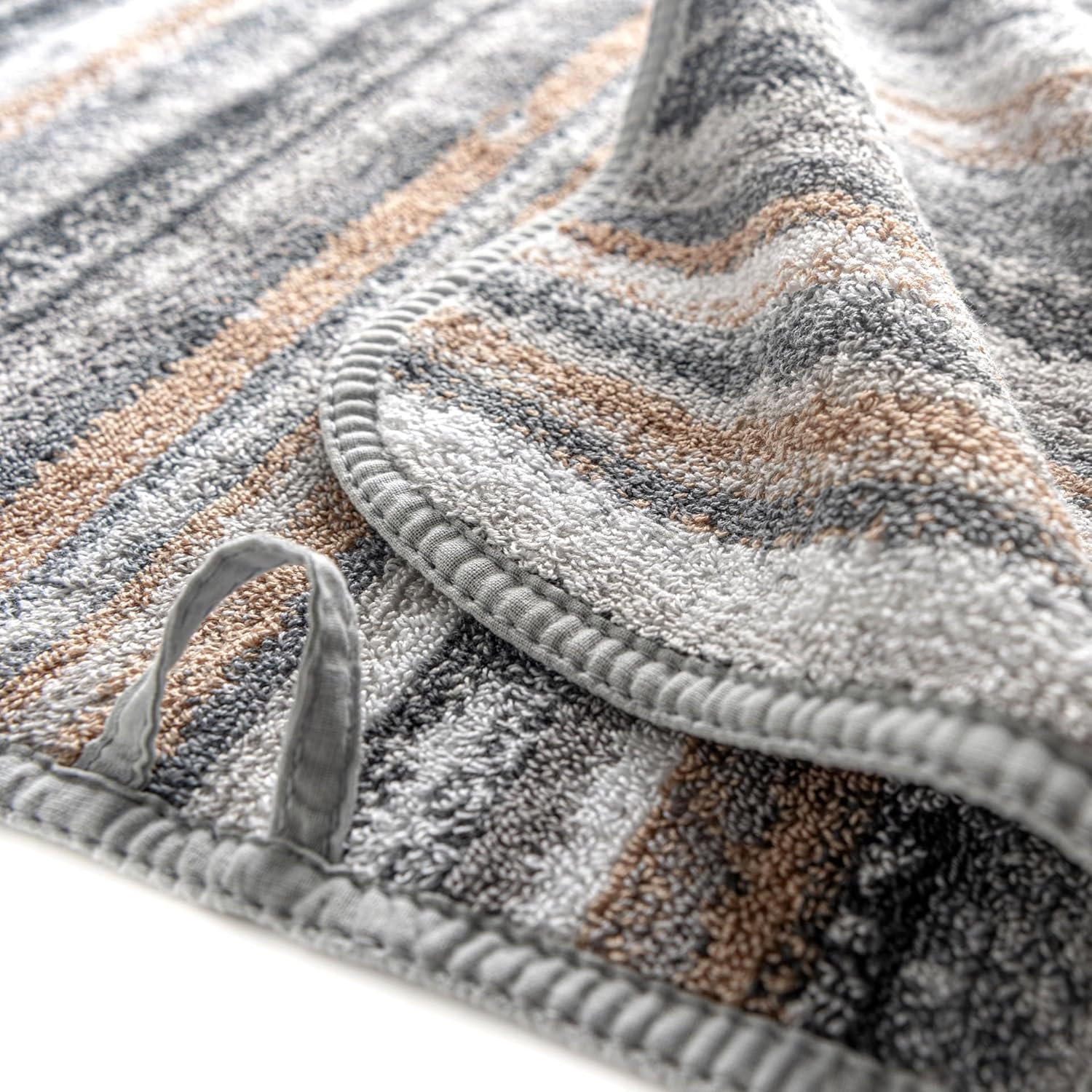 Graccioza Venice Guest Towel - 12x20 Inch Grey Striped Cotton Towel