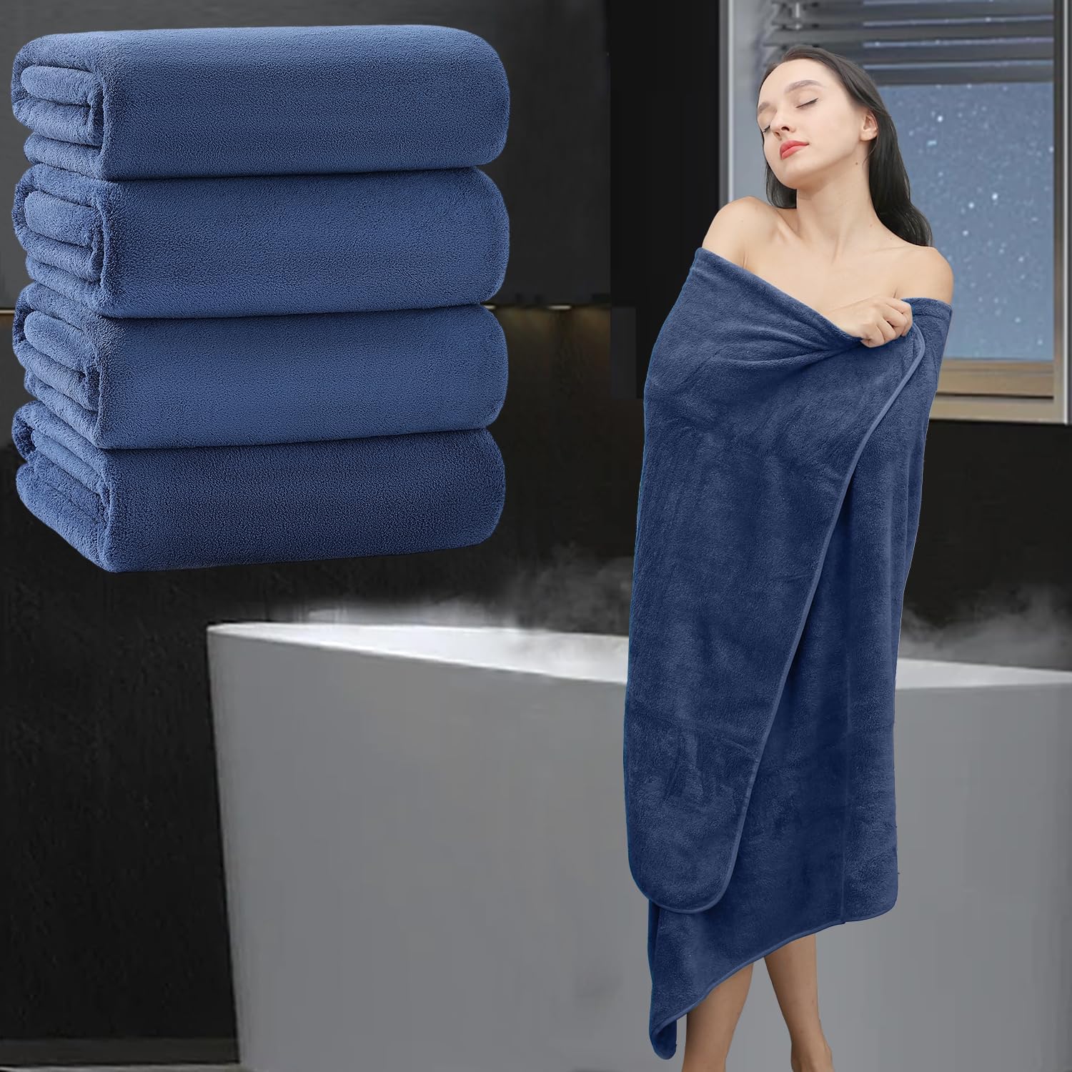 MAGGEA 4-Piece Extra Large Bath Sheet Set - 35x70 Inch Ultra Soft Towels