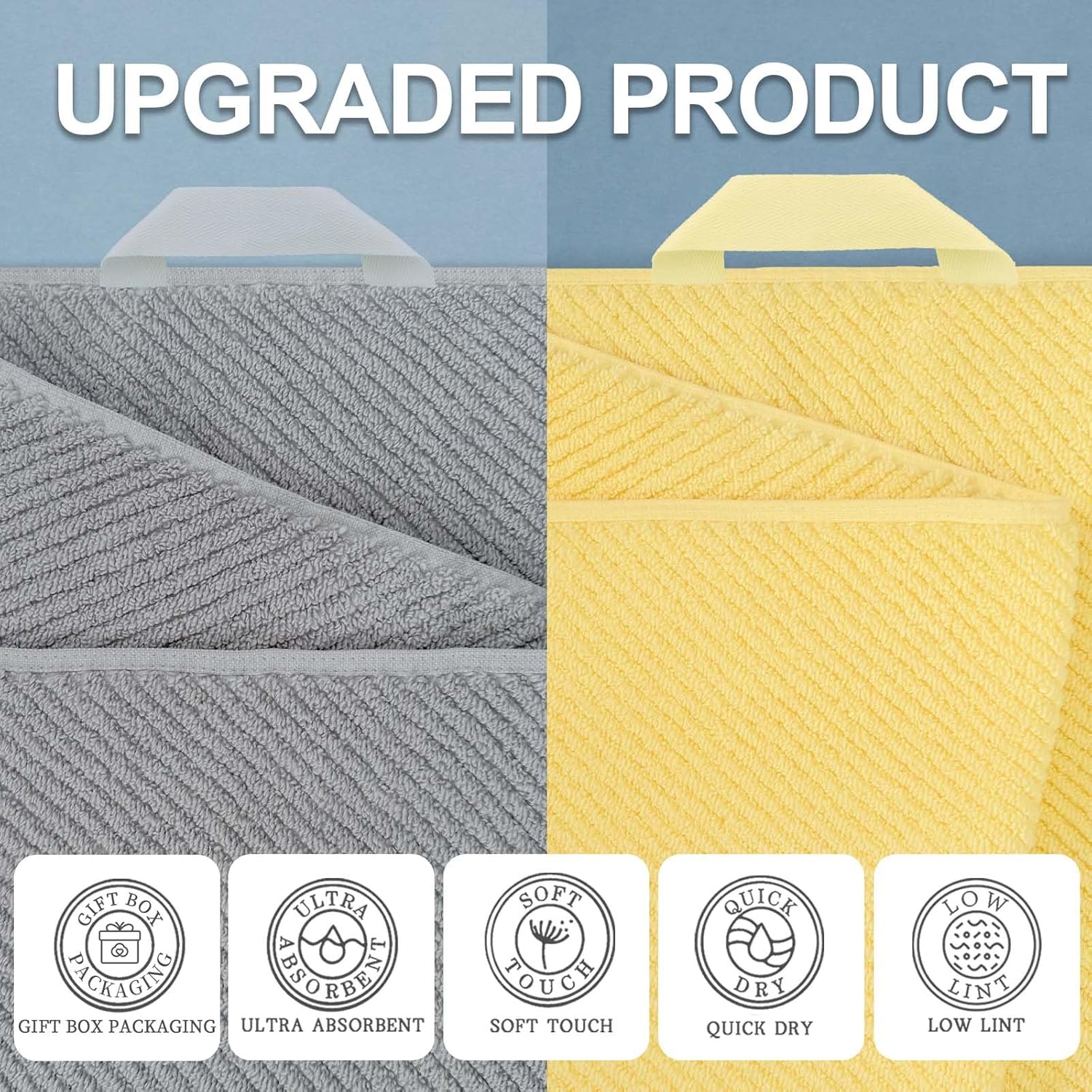 VOOVA MOVAS 6-Piece Cotton Towel Set with Hanging Loop