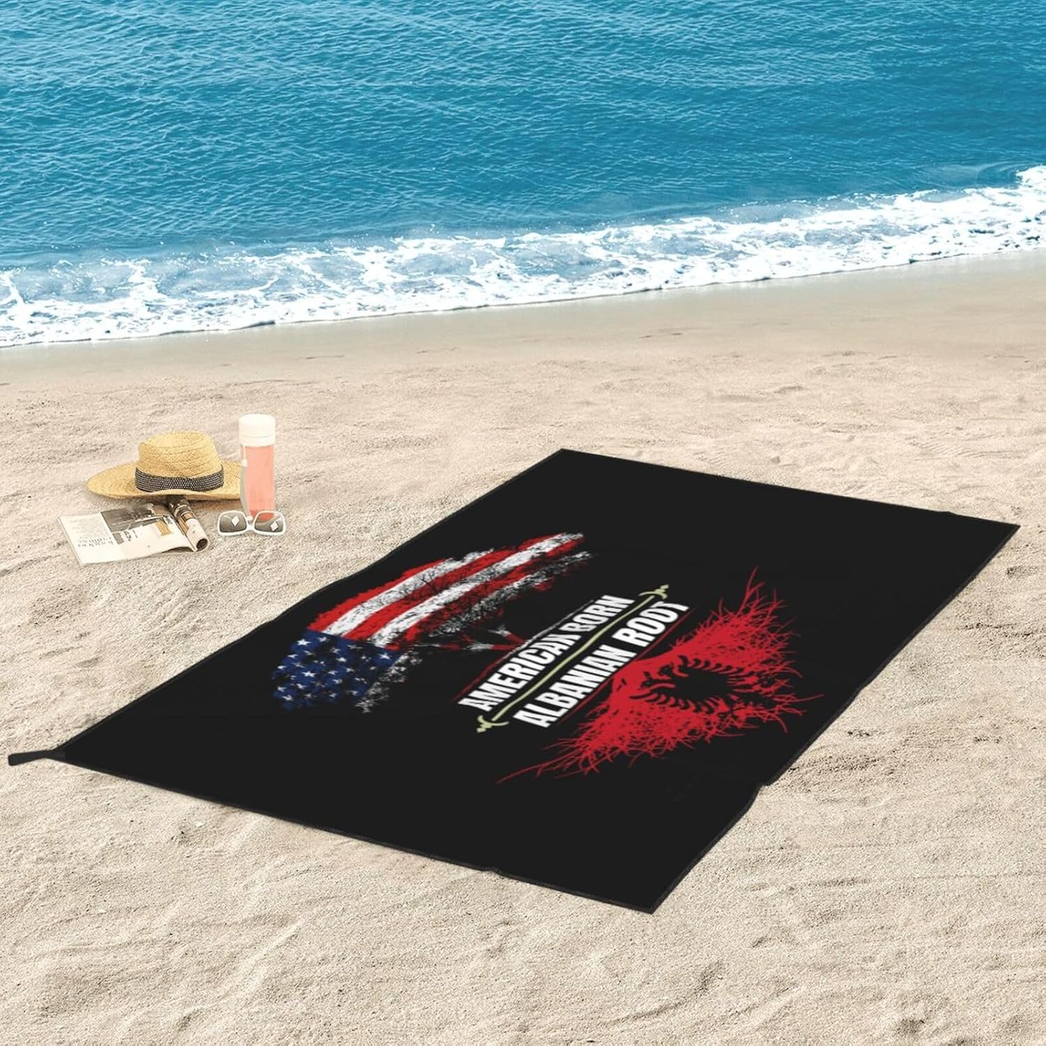 Albanian Flag Beach Towel for Men Women 1