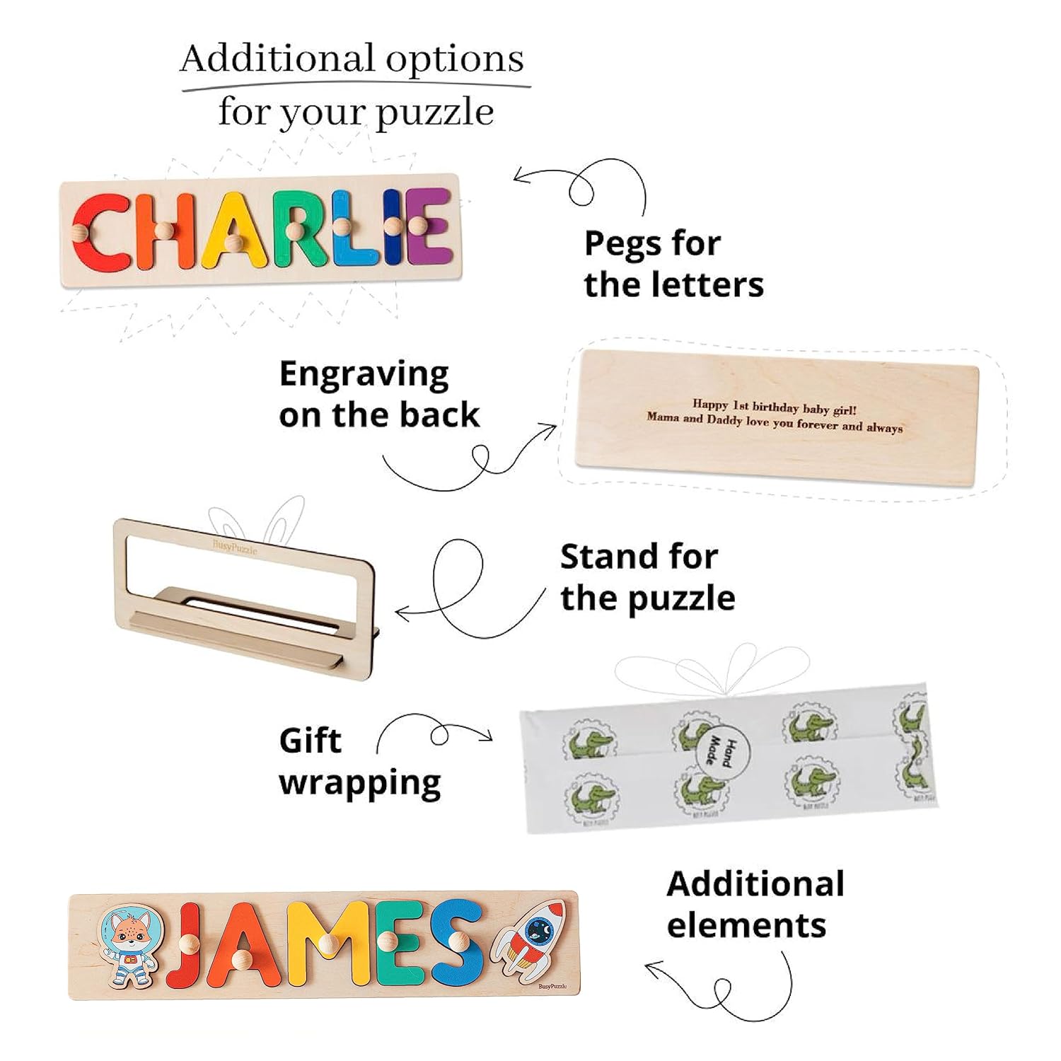 Personalized Wooden Name Puzzle Montessori Toy