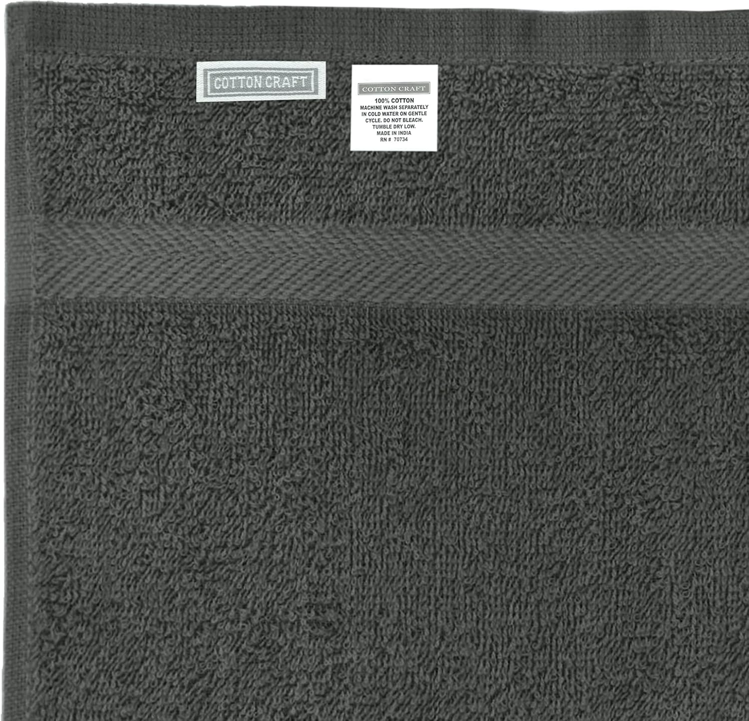 COTTON CRAFT Simplicity Bath Towels Set - 7 Pack Charcoal