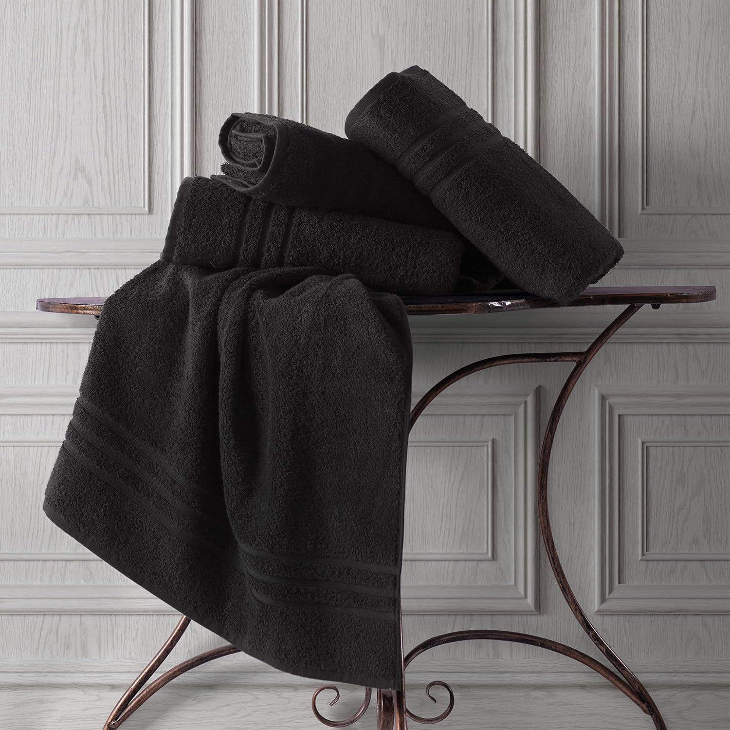 Hawmam Linen Black Bath Towels 4-Pack - 27x54