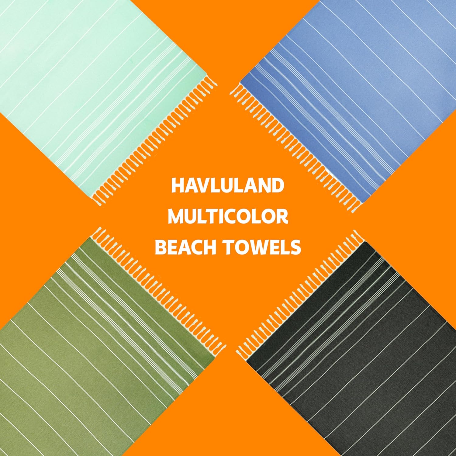 HAVLULAND Turkish Beach Towels 2 Pack - Silver