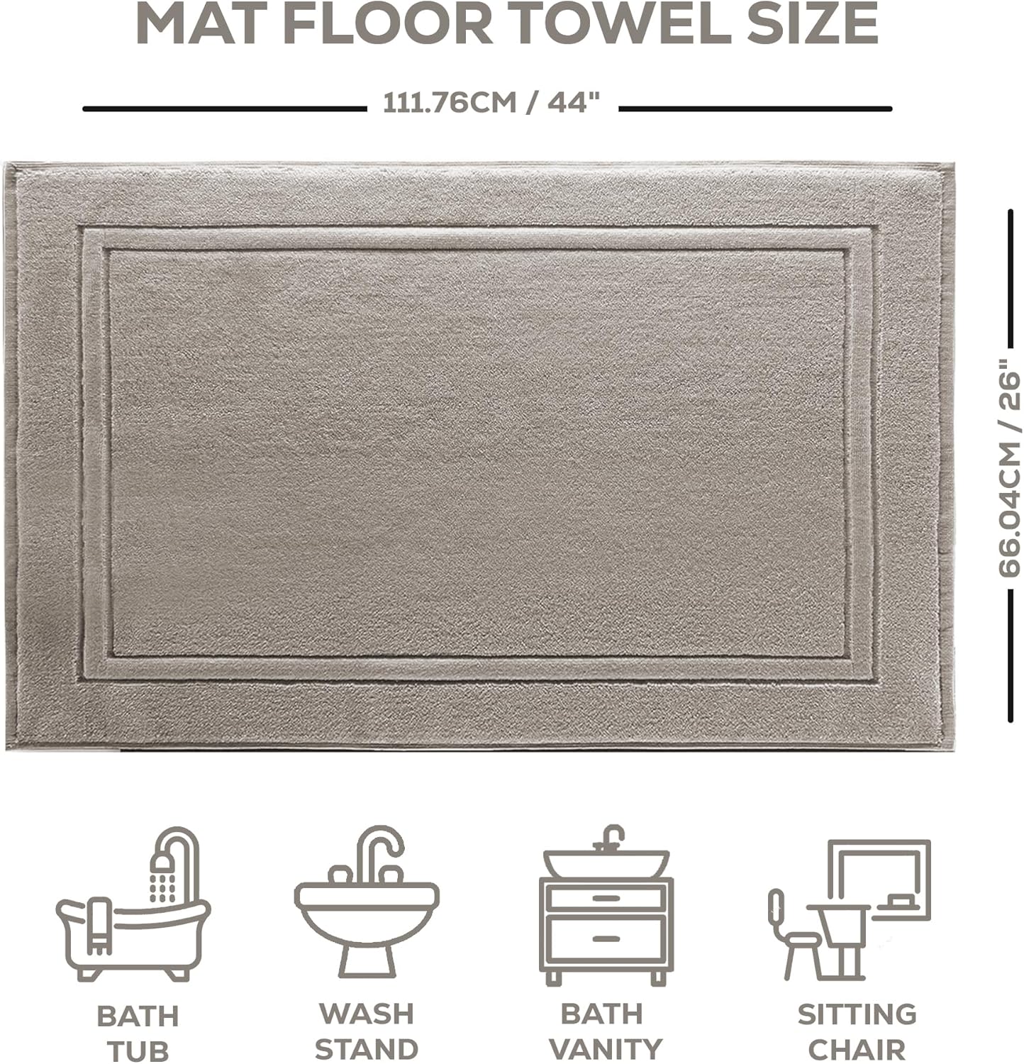 ALIBI Bath Mat Floor Towel - Oatmeal 44X26