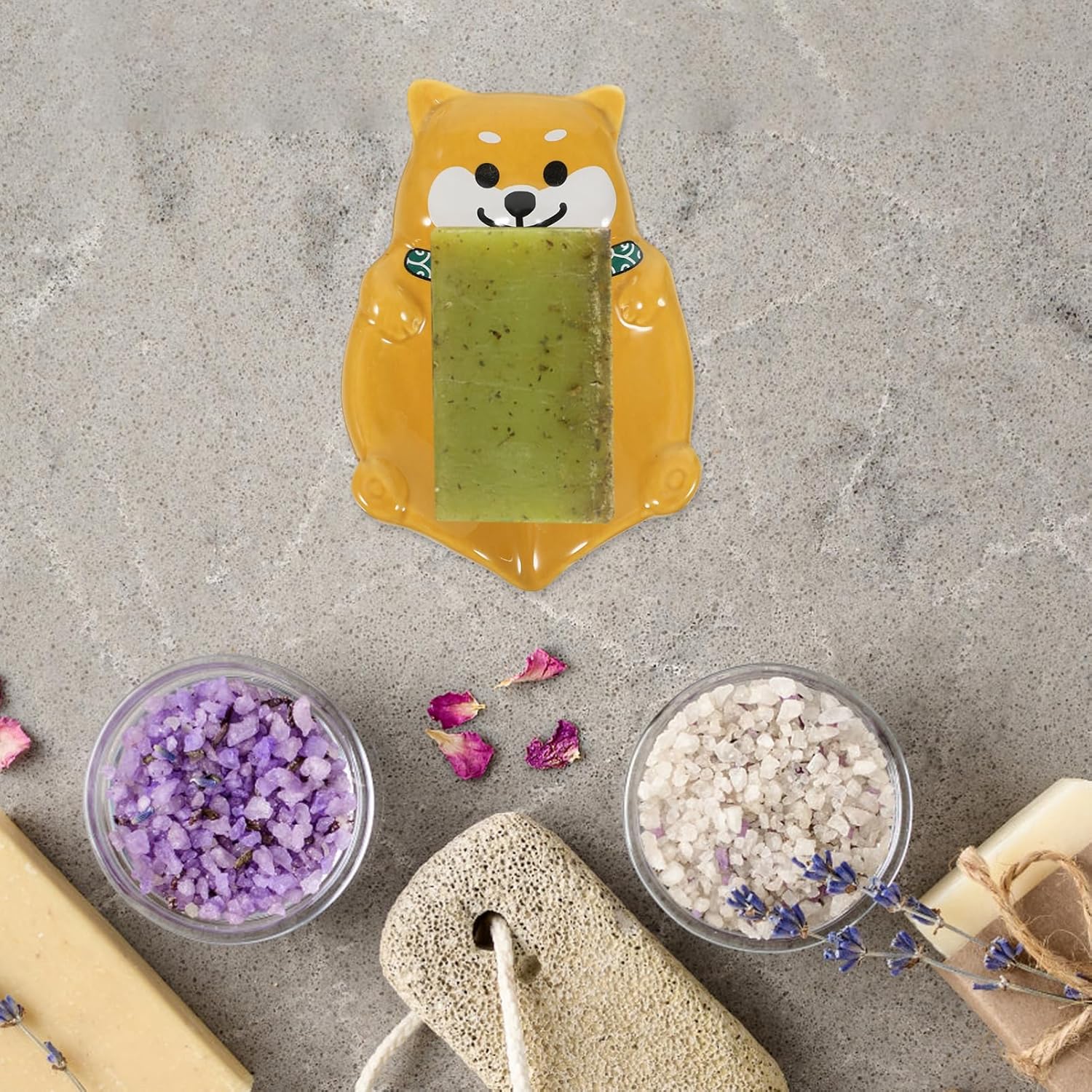 Cabilock Cute Dog Shape Ceramic Soap Holder
