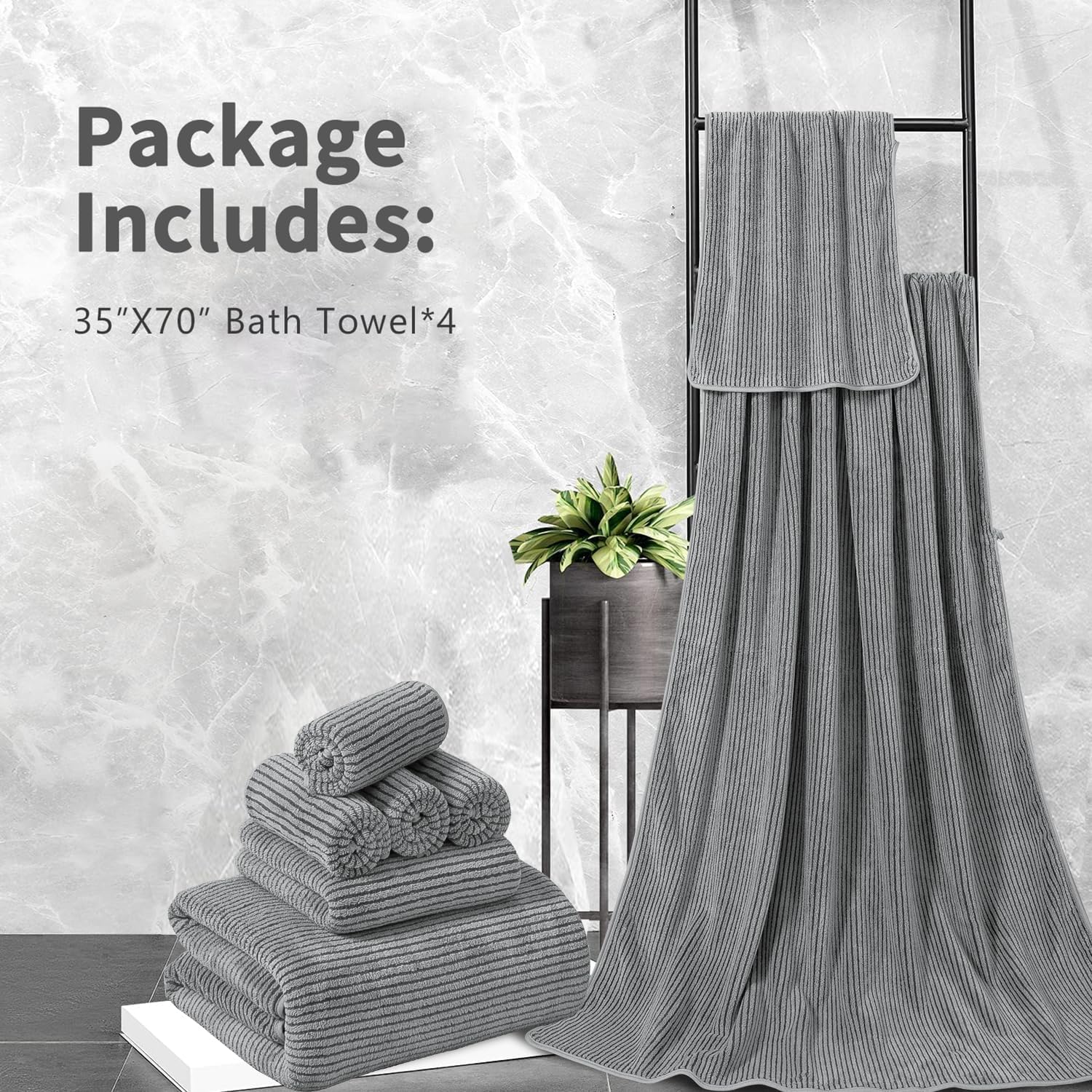 4 Piece Luxurious Bath Towel Set for Home and Hotel Use