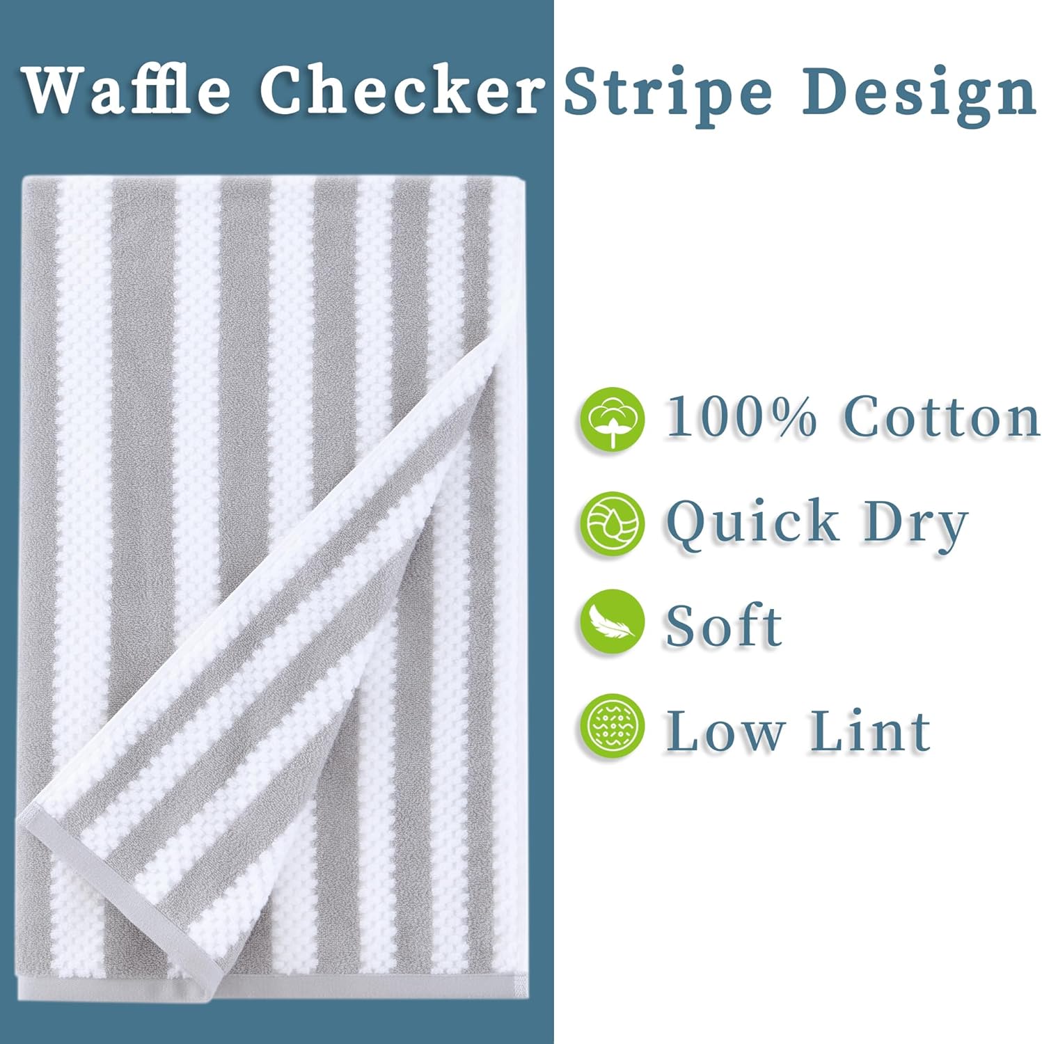 VOOVA MOVAS 6PCS Grey Striped Waffle Towel Set 1