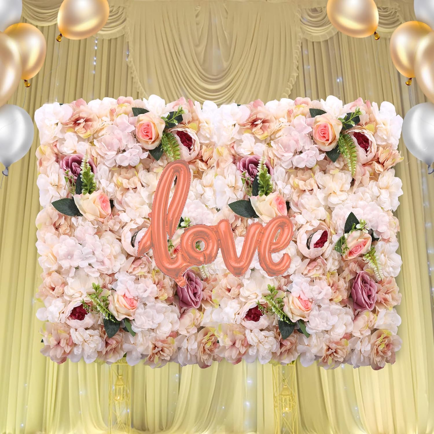 WYZFDC 6 Pcs Light Yellow Artificial Flower Wall Panel