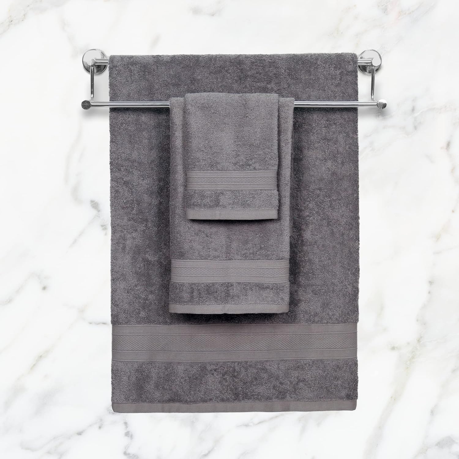 TRIDENT Luxury 3 Piece Towel Set Charcoal Grey
