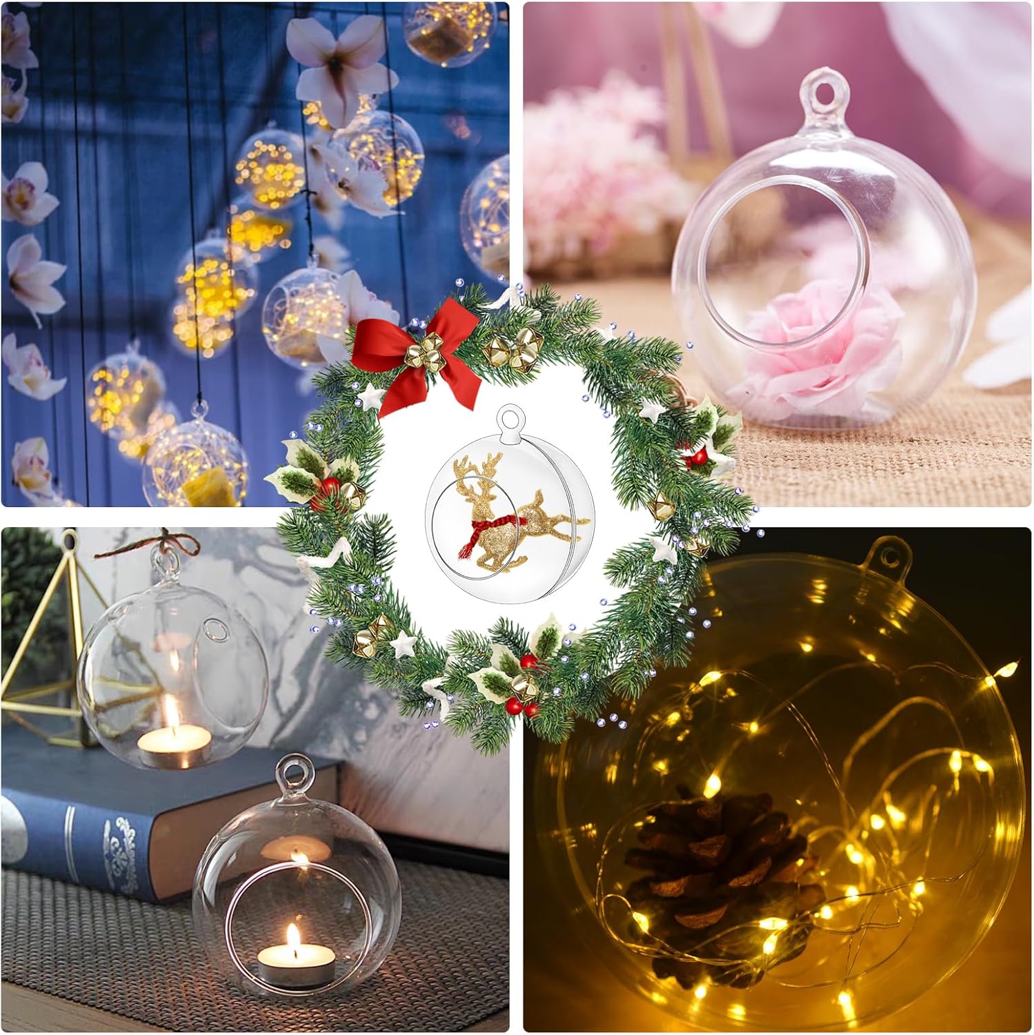 12Pcs Hanging Globe Candle Holders with Fishing Line