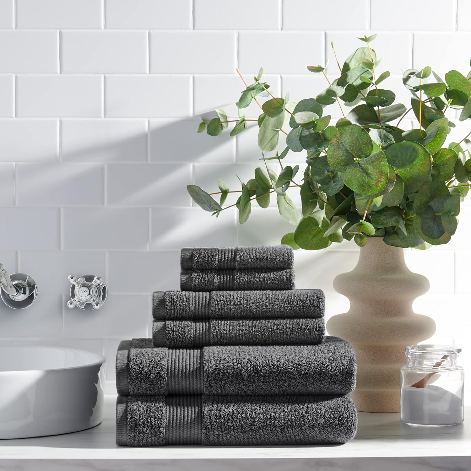 Arkwright Bath Towels Set of 6 - Pewter Grey 1