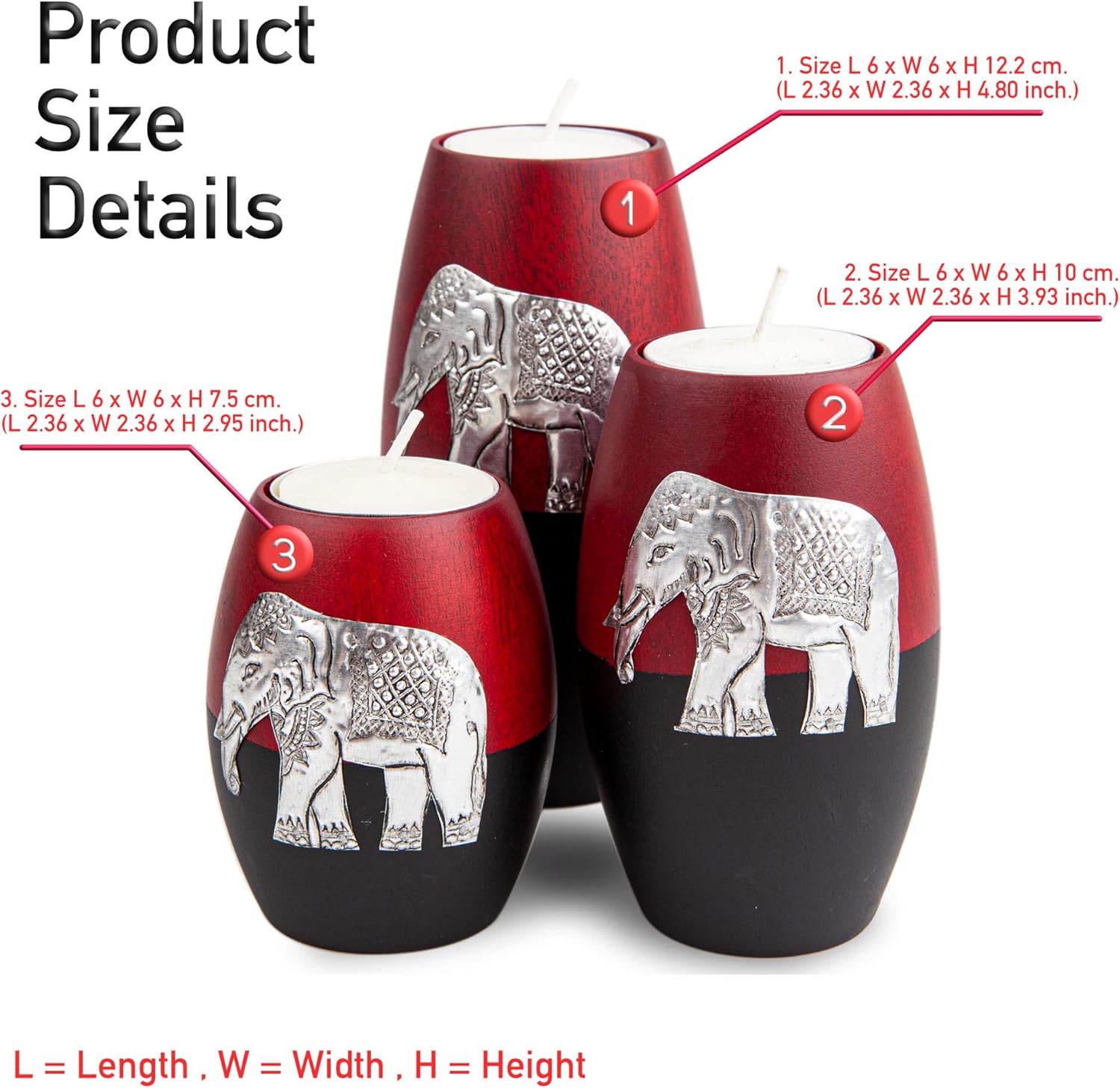 IYARA CRAFT 3 Wooden Candle Holders Set 1