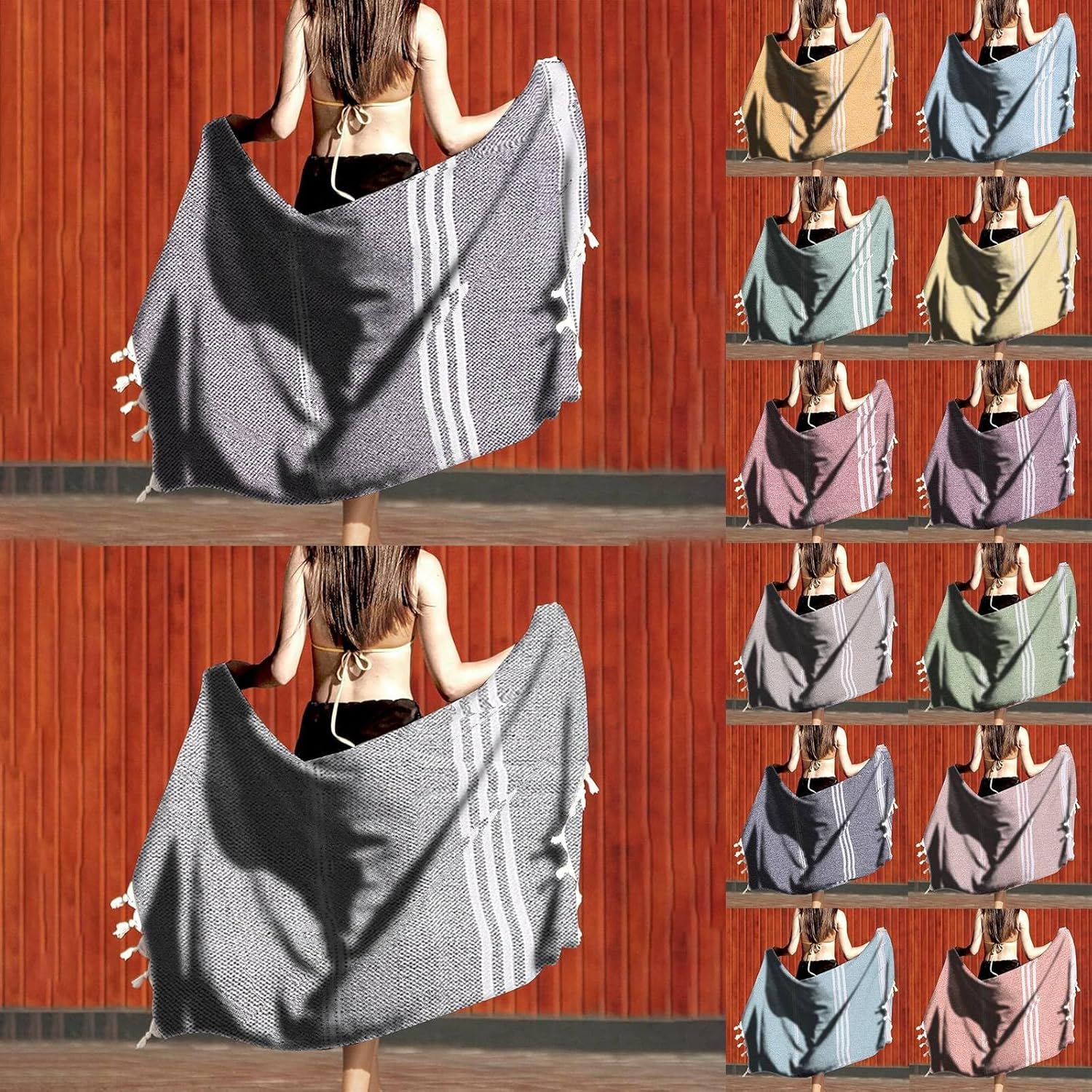 KELINFONG Extra Large Sand Free Beach Towel 70x40 Inch Quick Dry