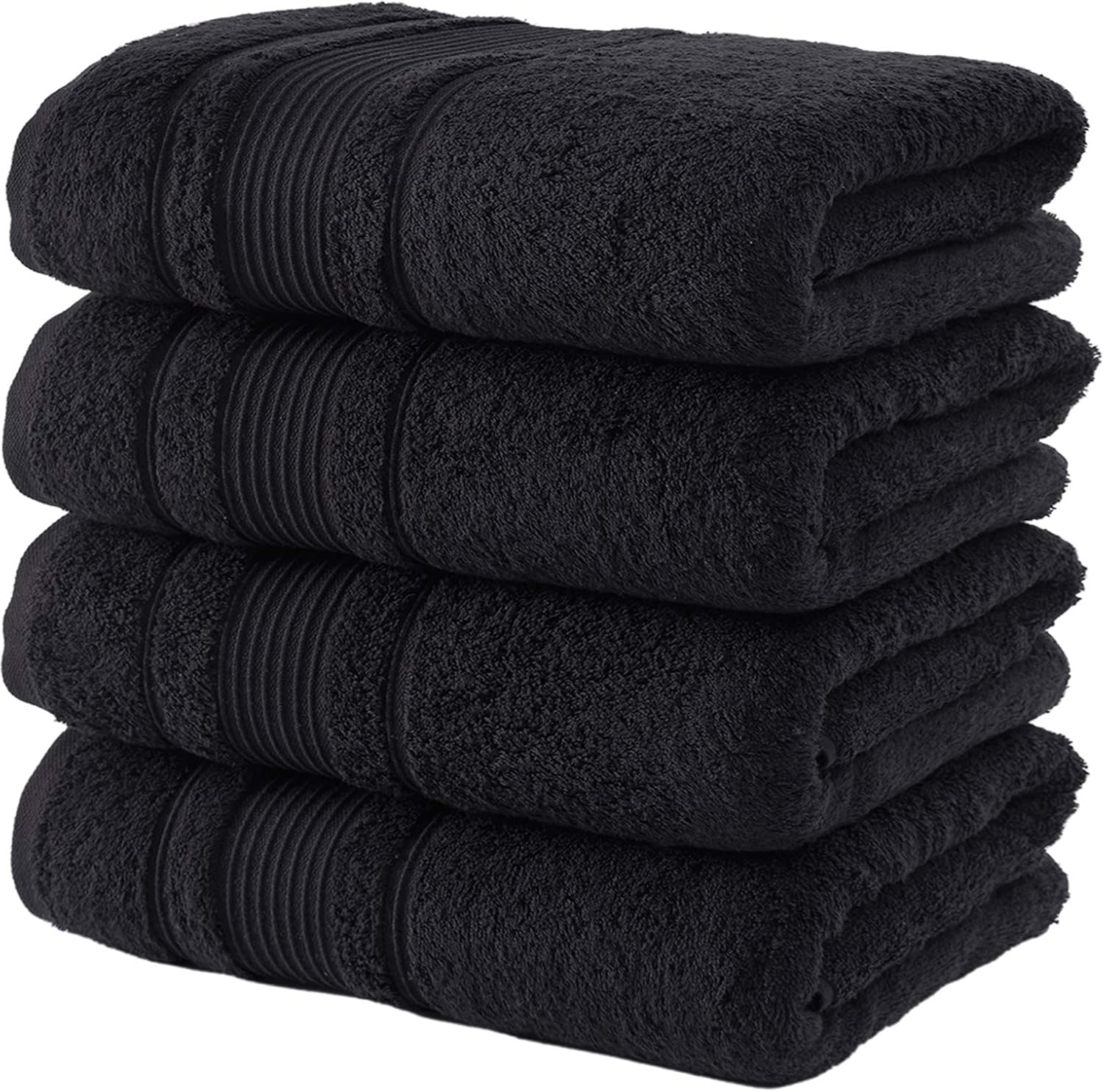 Qute Home 4-Piece Bath Towel Set Black