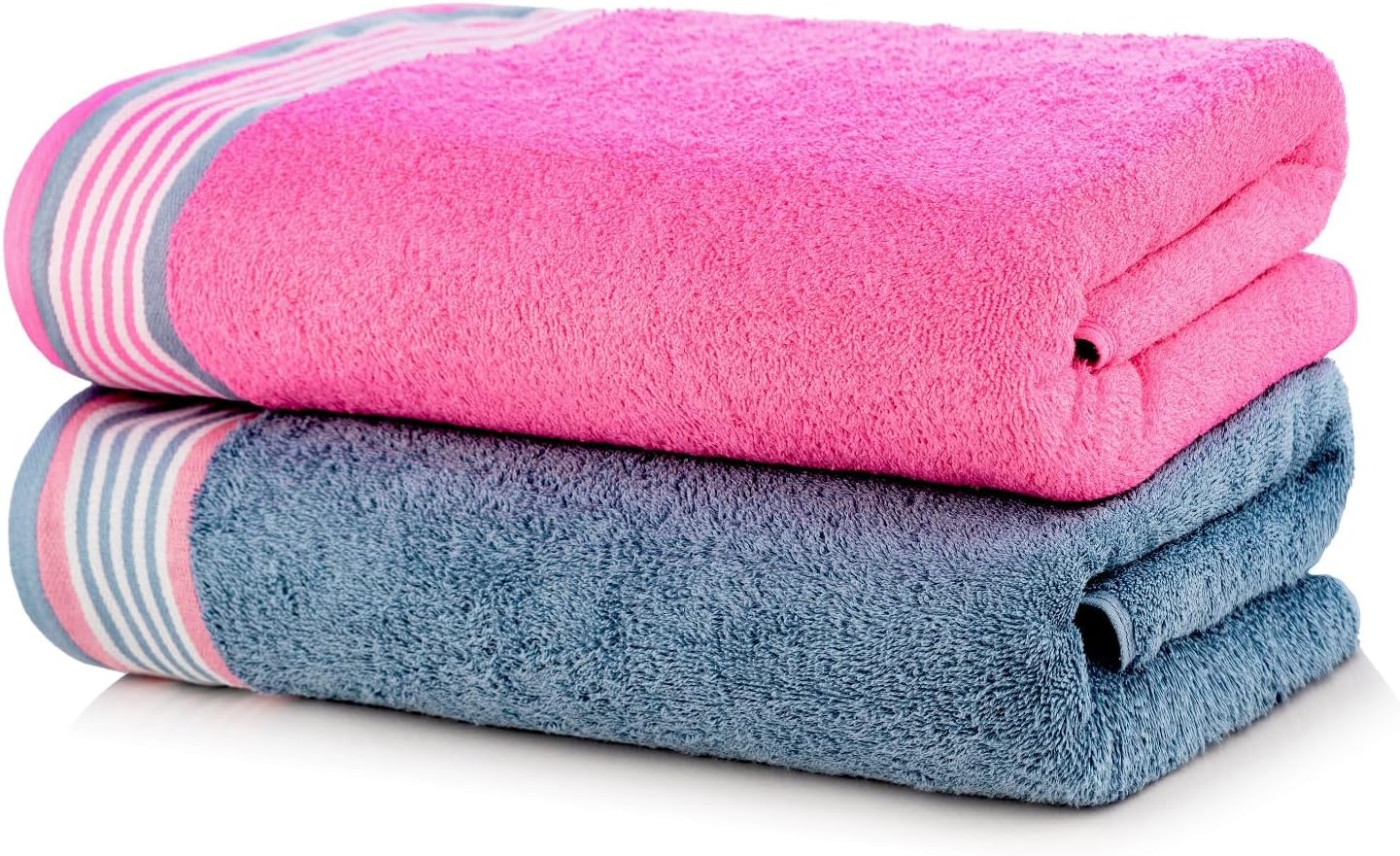 CASA COPENHAGEN He She 6-Piece Towel Set - Dusty Blue Pink 1