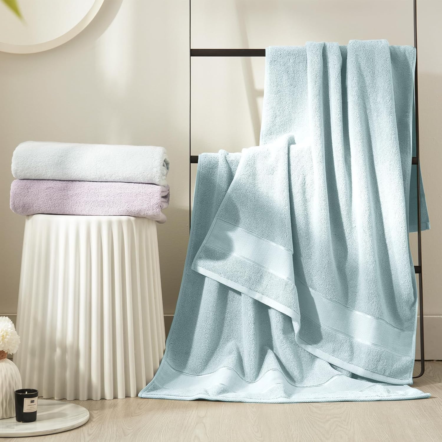 Marvione 6-Piece Bath Towel Set 100 Turkish Cotton 1