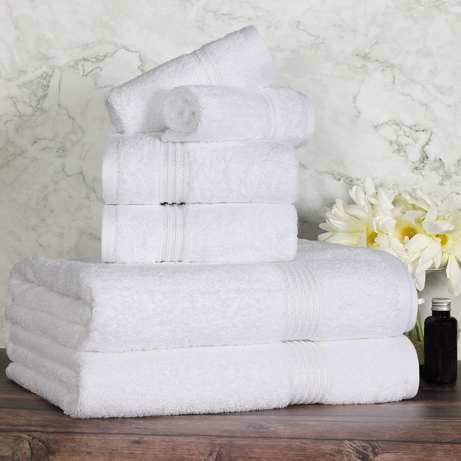 Superior Egyptian Cotton 6-Piece Towel Set White