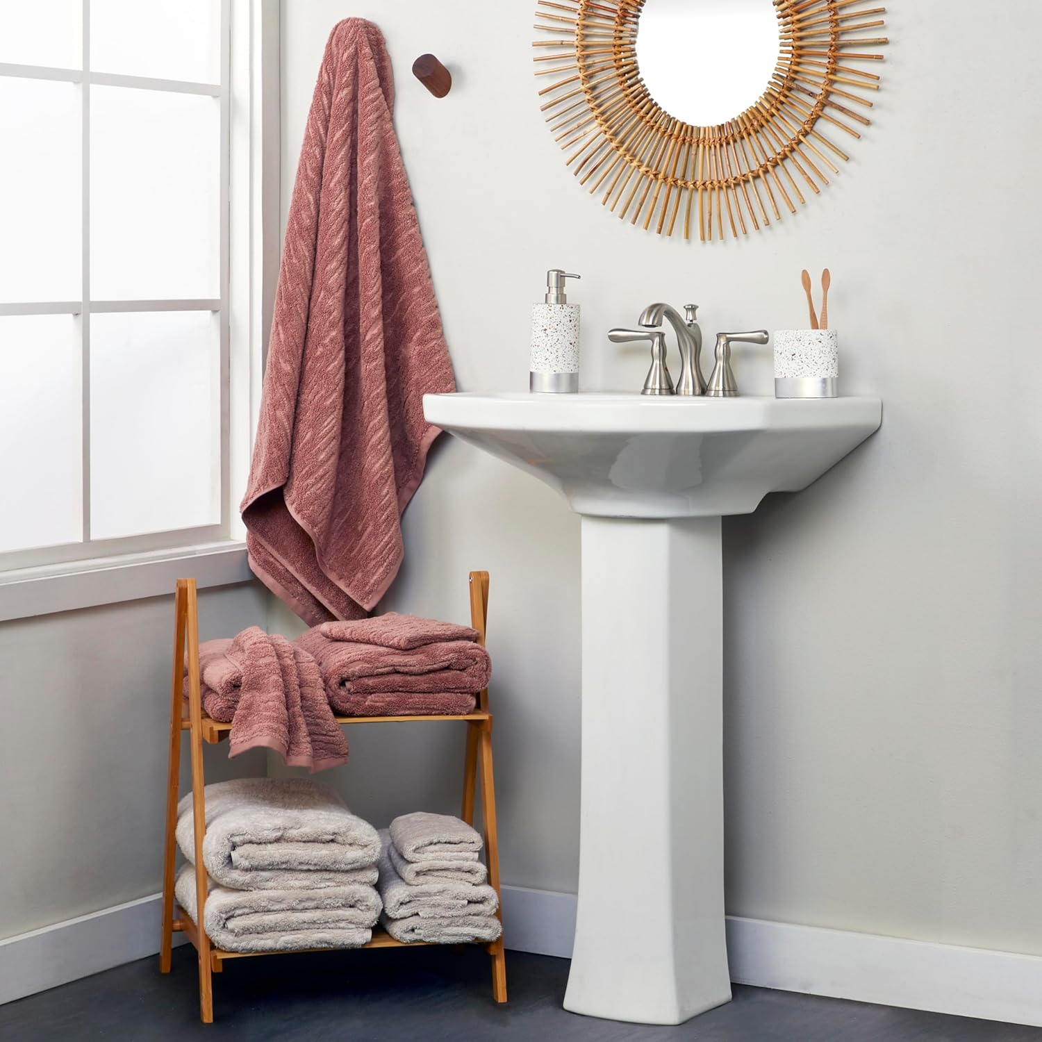 SKL Home CloudSoft Cotton Bath Towel Clay