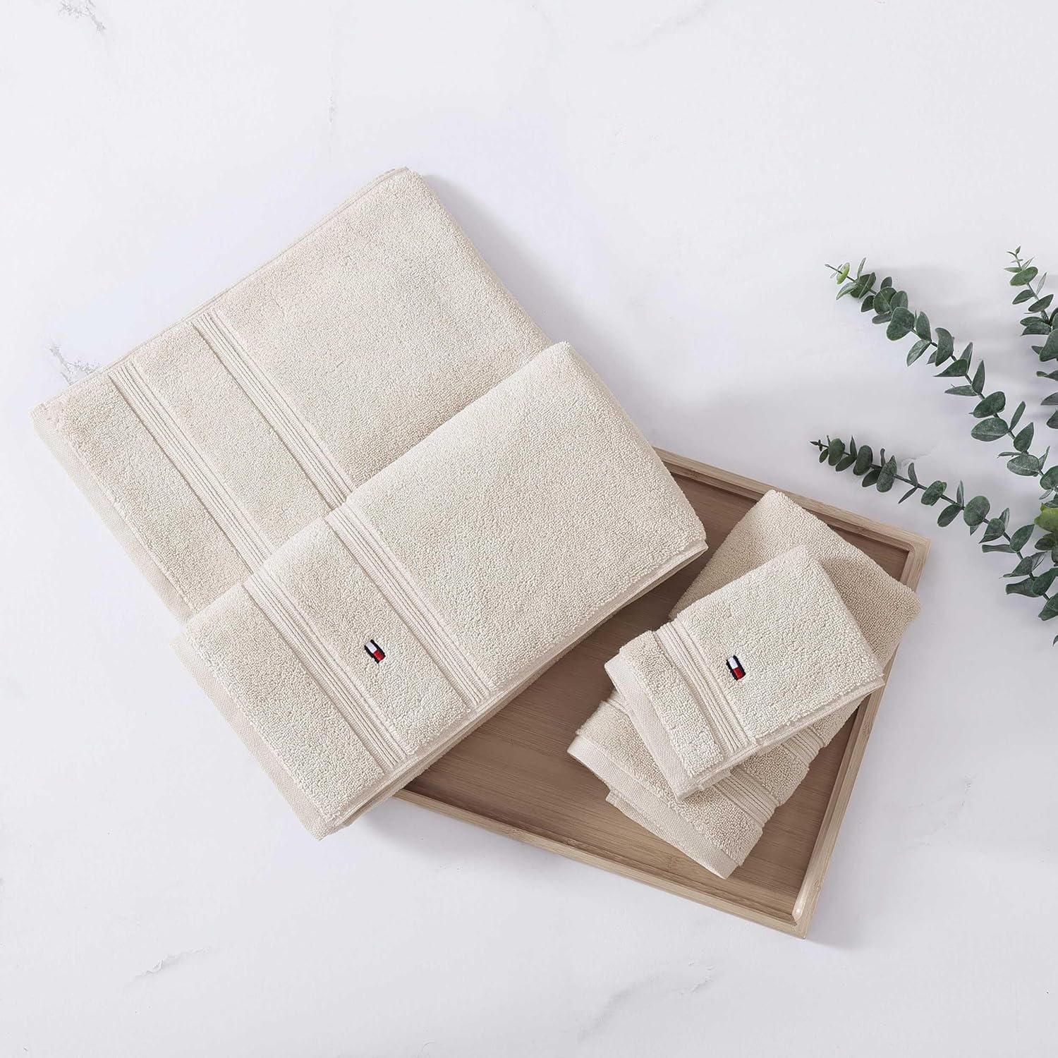 Tommy Hilfiger Bath Towels 6-Pack Solid Beige