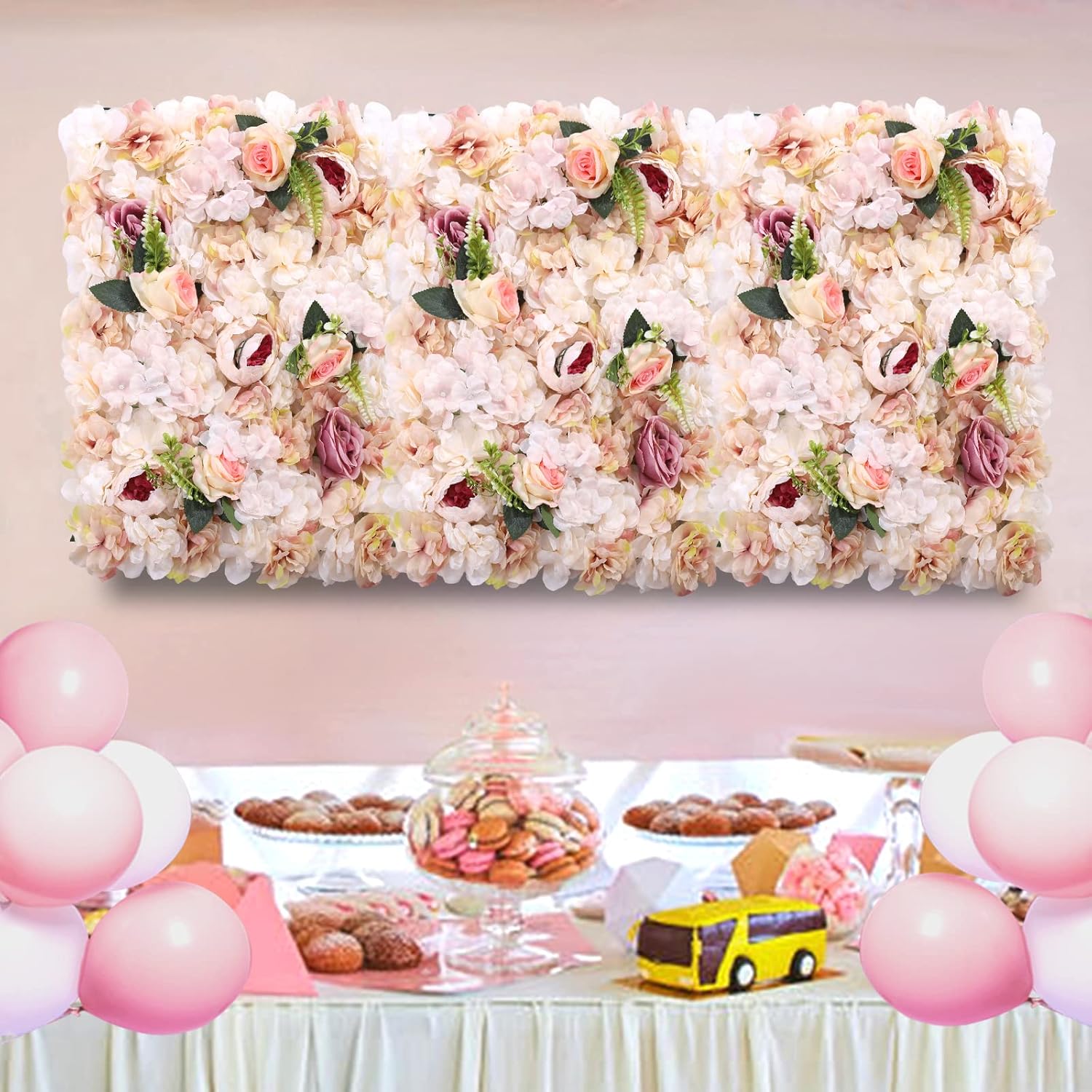 WYZFDC 6 Pcs Light Yellow Artificial Flower Wall Panel