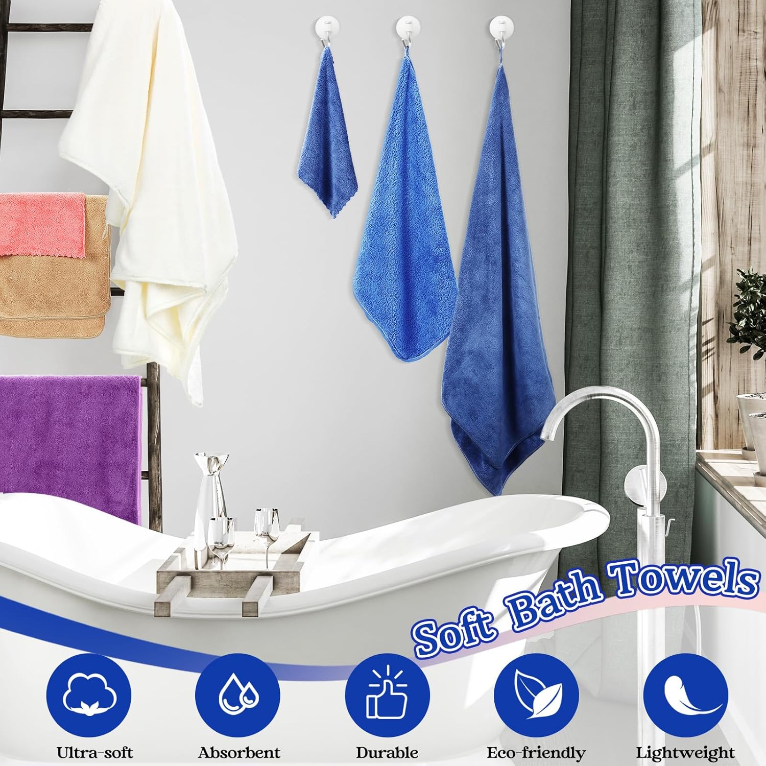 Newwiee 30 Pack Bath Towels Washcloths Set for Home Shower Yoga Travel