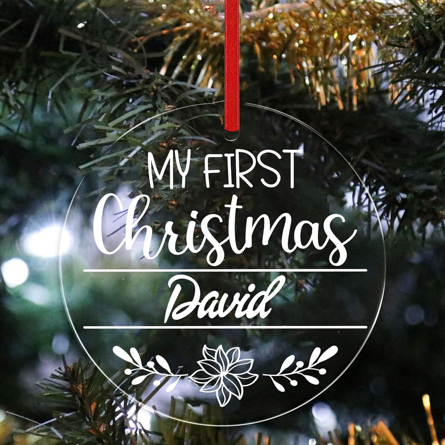 Jasilon Personalized Babys First Christmas Acrylic Ornament