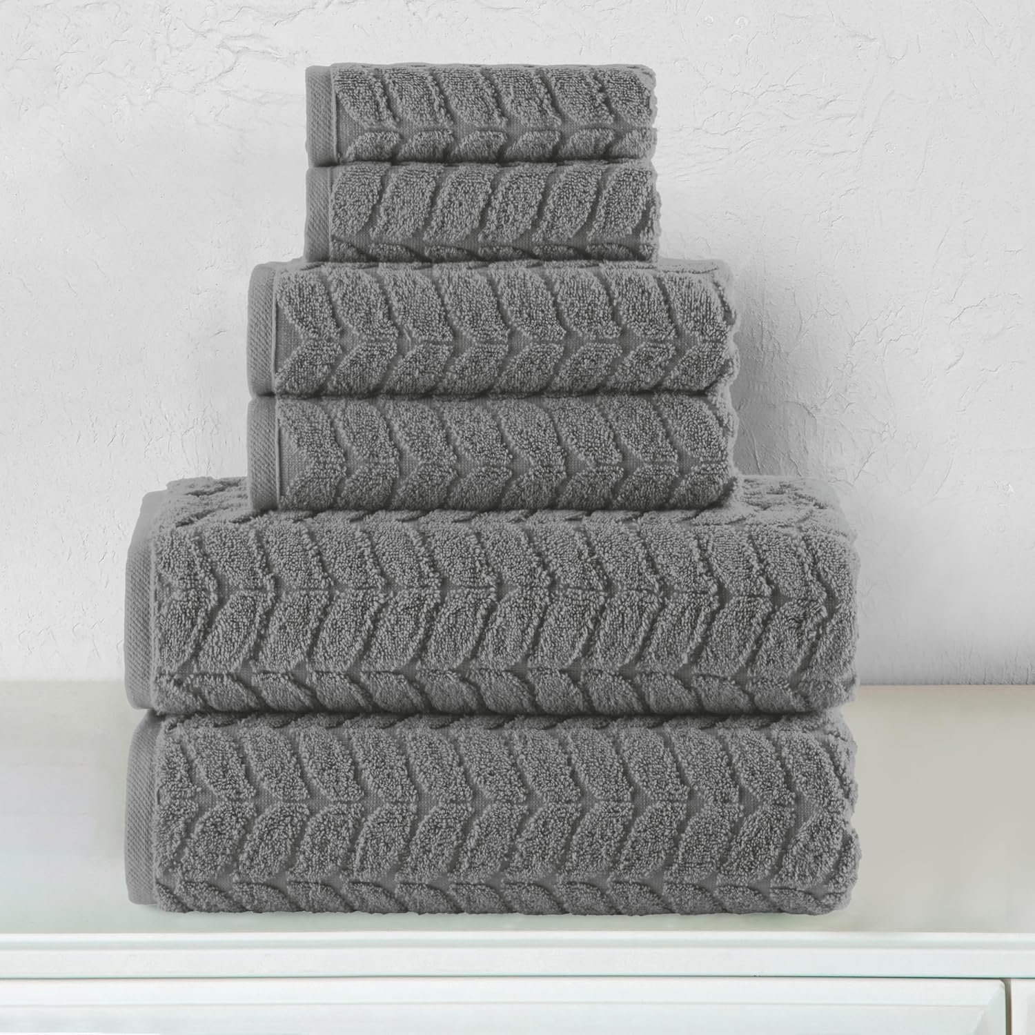 Elegant Comfort 6-Piece Turkish Cotton Towel Set Gray