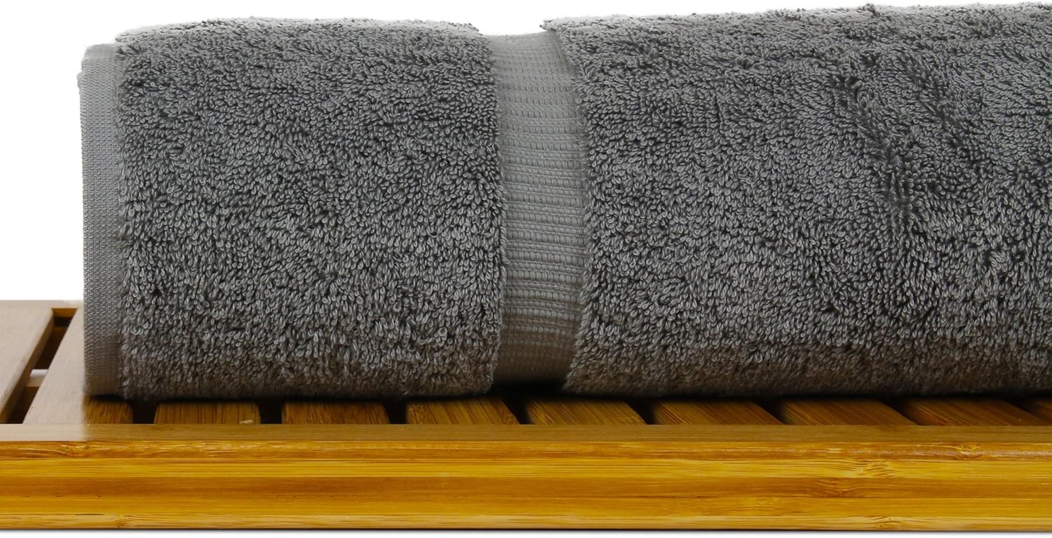 Luxury Turkish Cotton Bath Towels Set of 4 - Grey Dobby