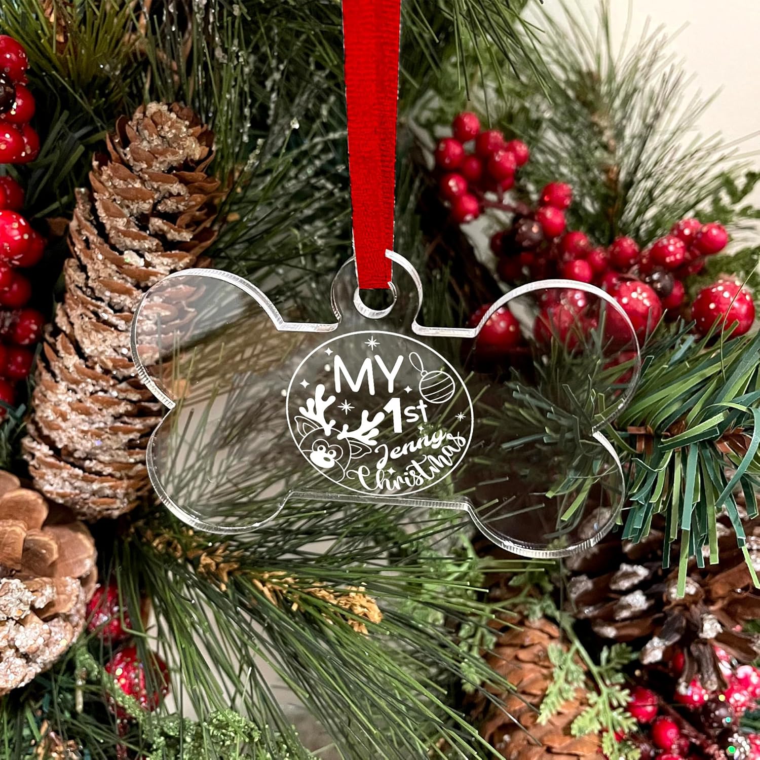 Jasilon Personalized Babys First Christmas Ornament