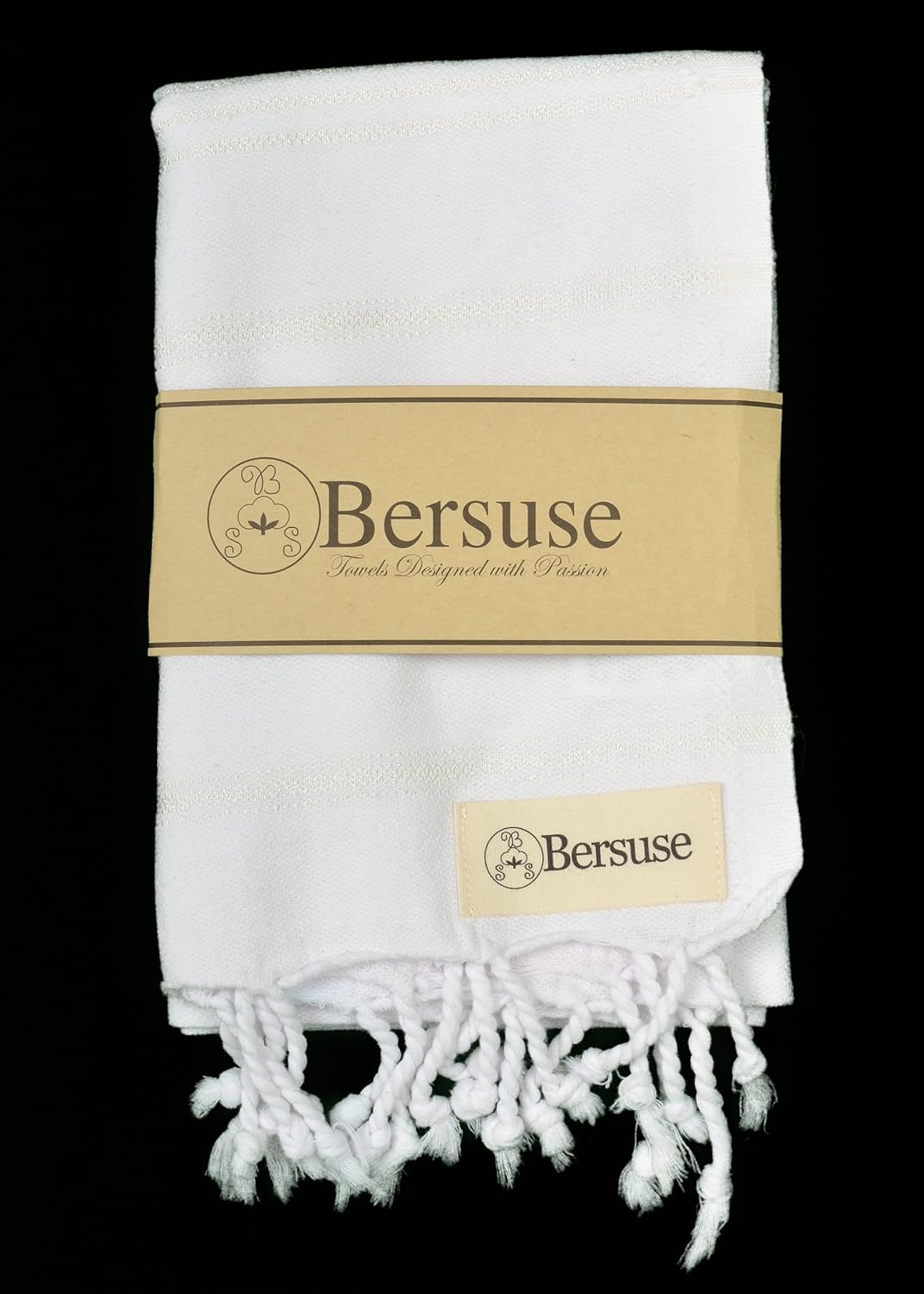 Bersuse Turkish Cotton Hand Towels - Set of 3 Soft and Absorbent