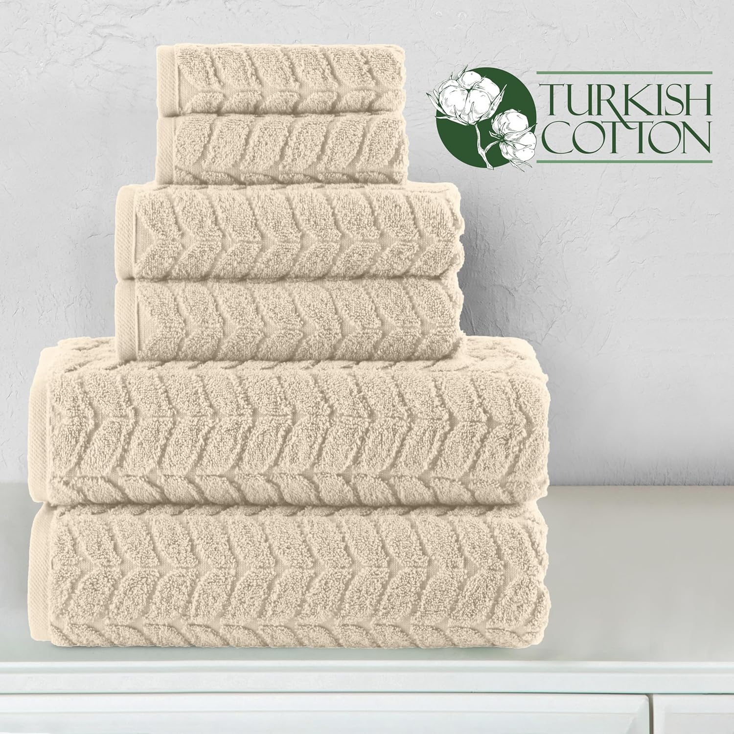 Elegant Comfort Turkish Cotton Towel Set Ivory 6-Piece