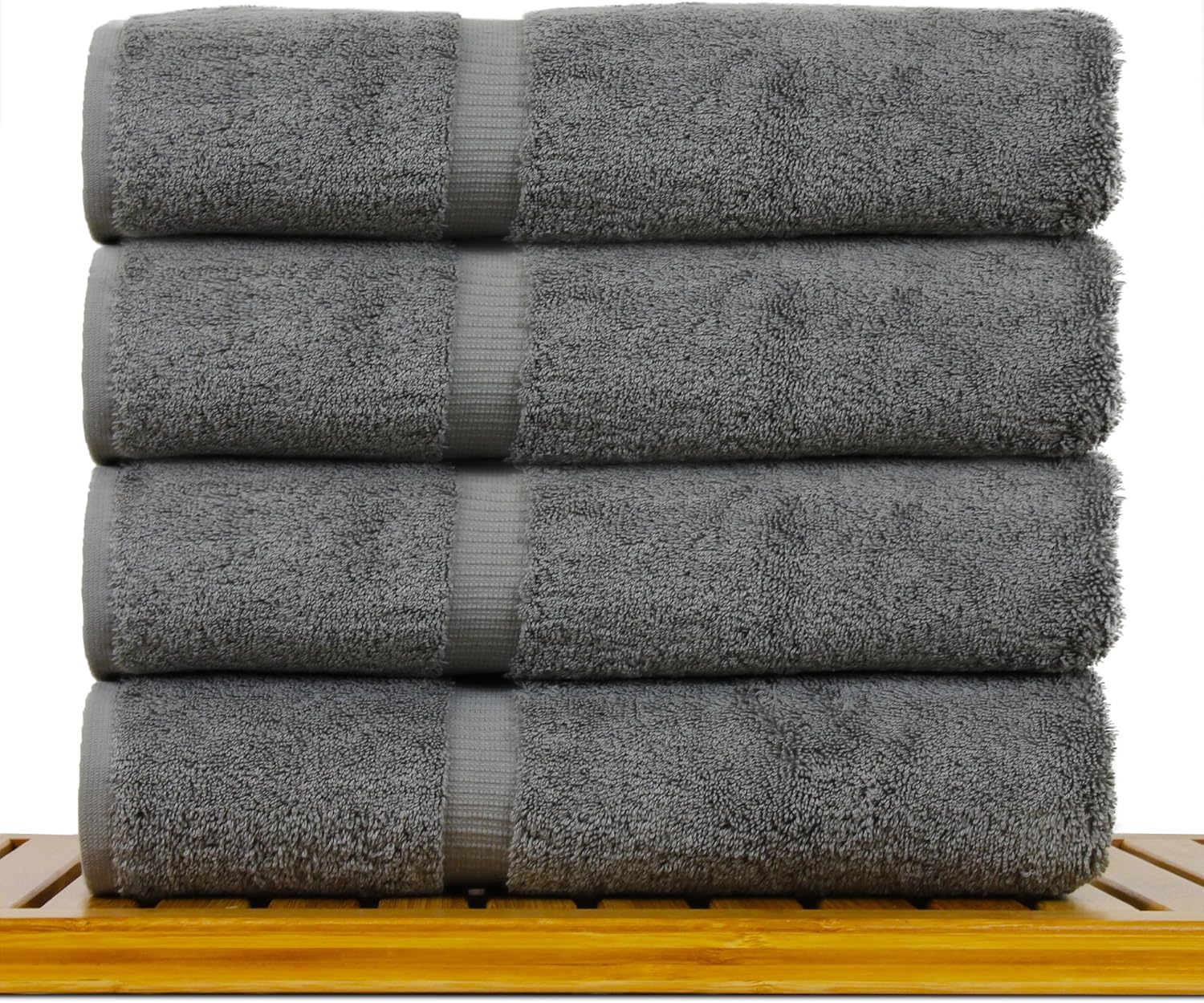 Luxury Turkish Cotton Bath Towels Set of 4 - Grey Dobby