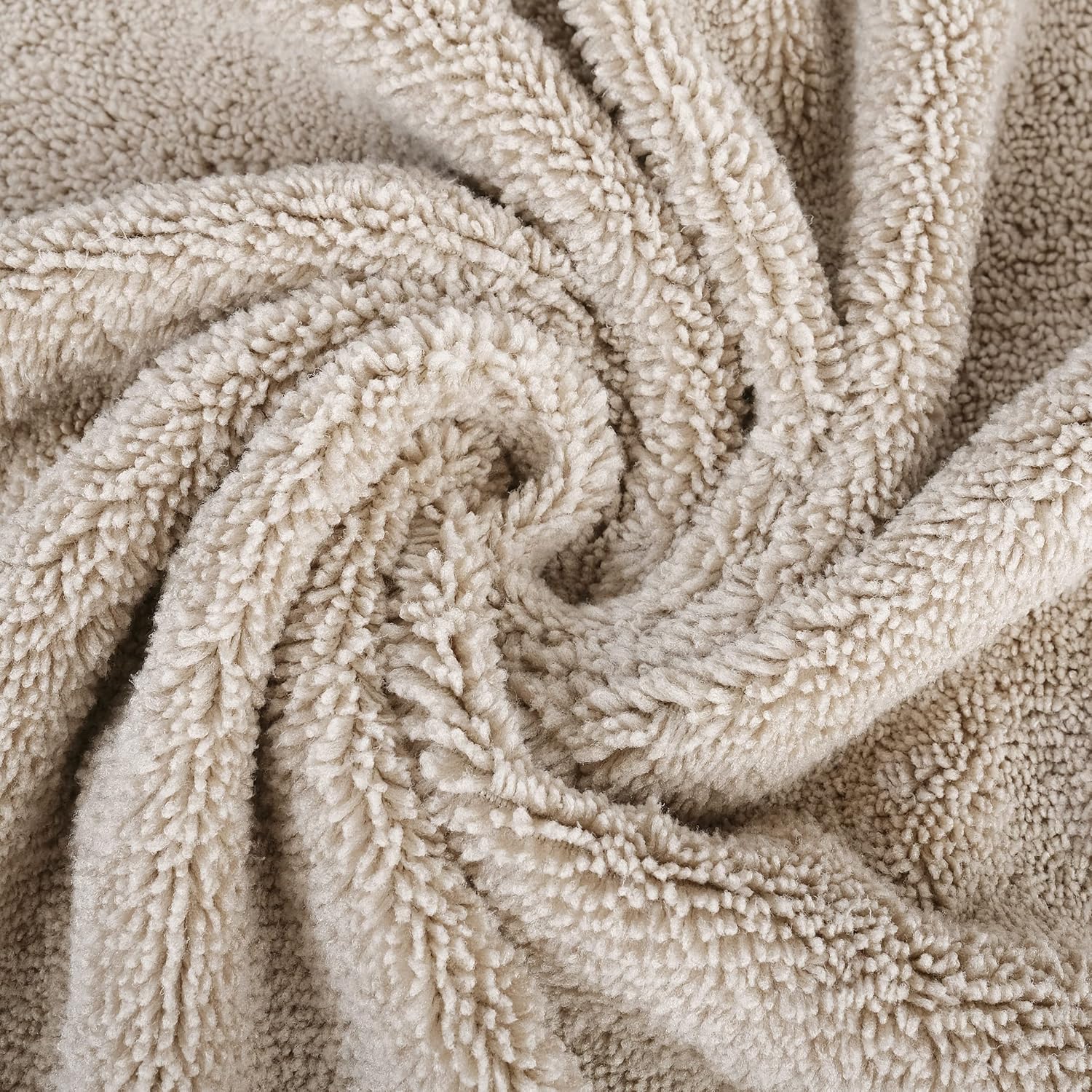 POLYTE 60 x 30 in Microfiber Bath Towel Set 6 Piece Beige