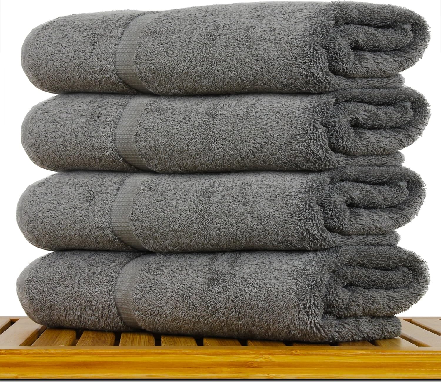 Luxury Turkish Cotton Bath Towels Set of 4 - Grey Dobby