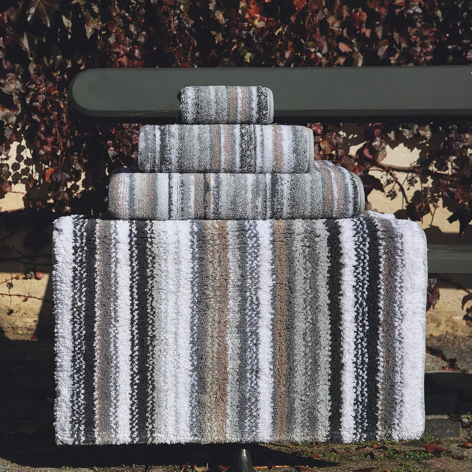 Graccioza Venice Guest Towel - 12x20 Inch Grey Striped Cotton Towel