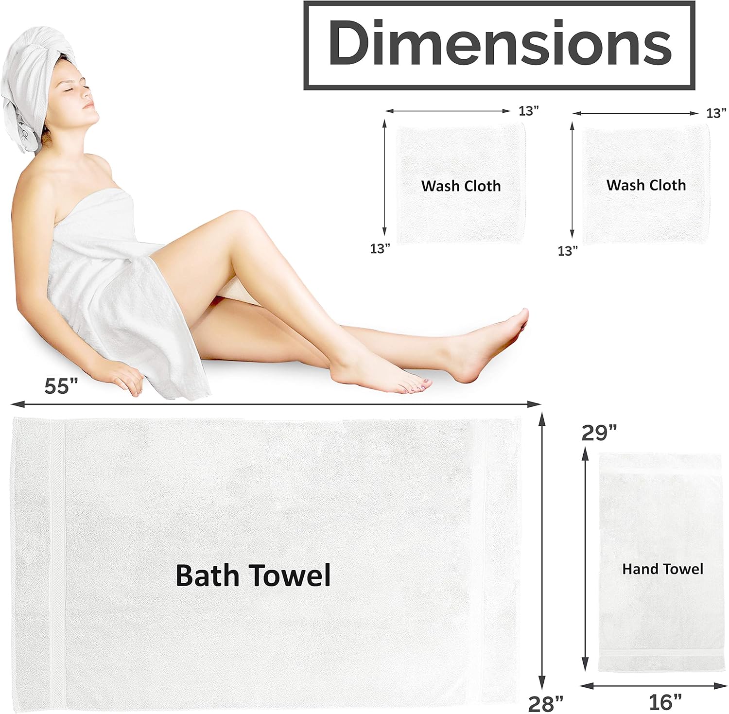 Cozy Homery Egyptian Cotton Bath Towels 8 Piece Set