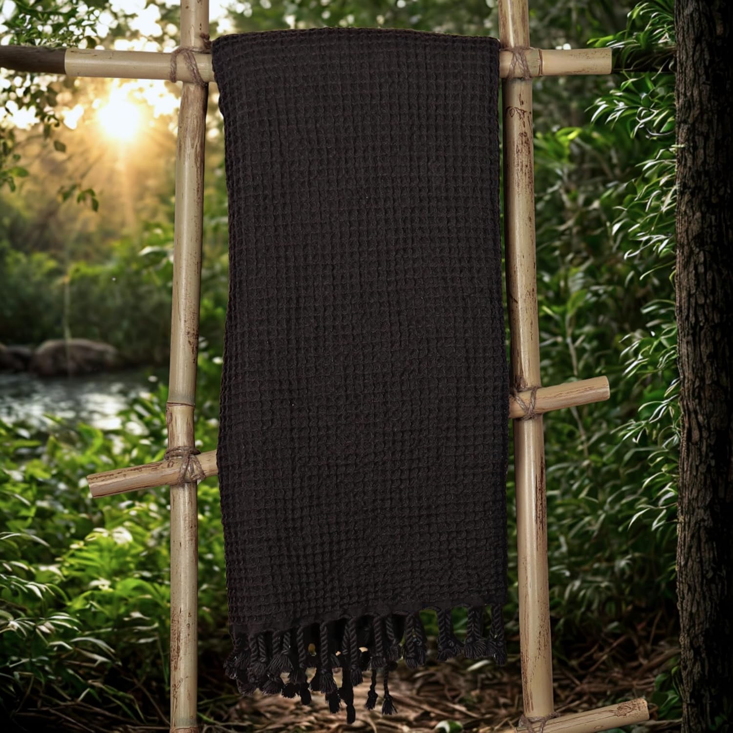 Pskl Waffle Beach Towel 35x70 Turkey Made Black