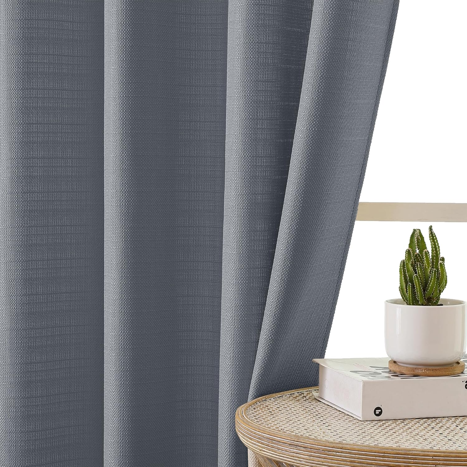 Chyhomenyc Dark Grey Faux Linen Curtains 30x30 2PCS