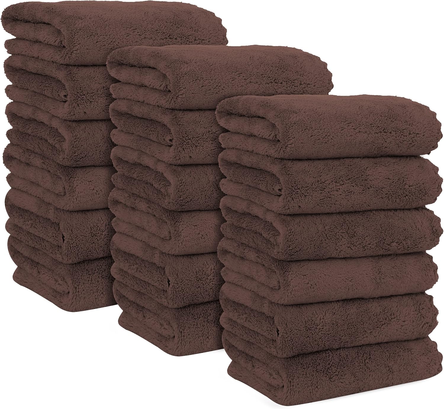 MOONQUEEN 18 Pack Premium Hand Towels - 16x28 Wood Brown