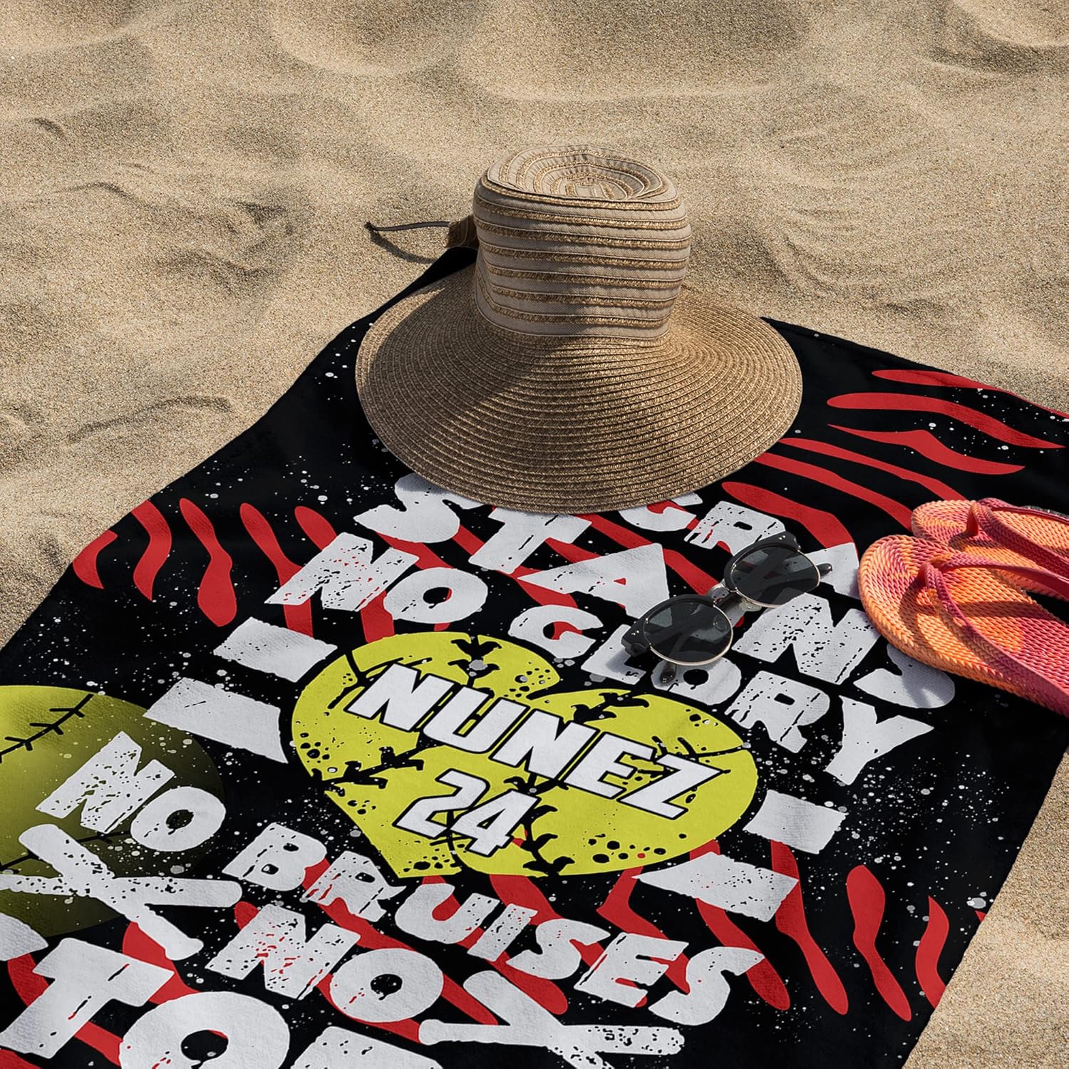SATIGI Softball Ball Beach Towel 3D Printed