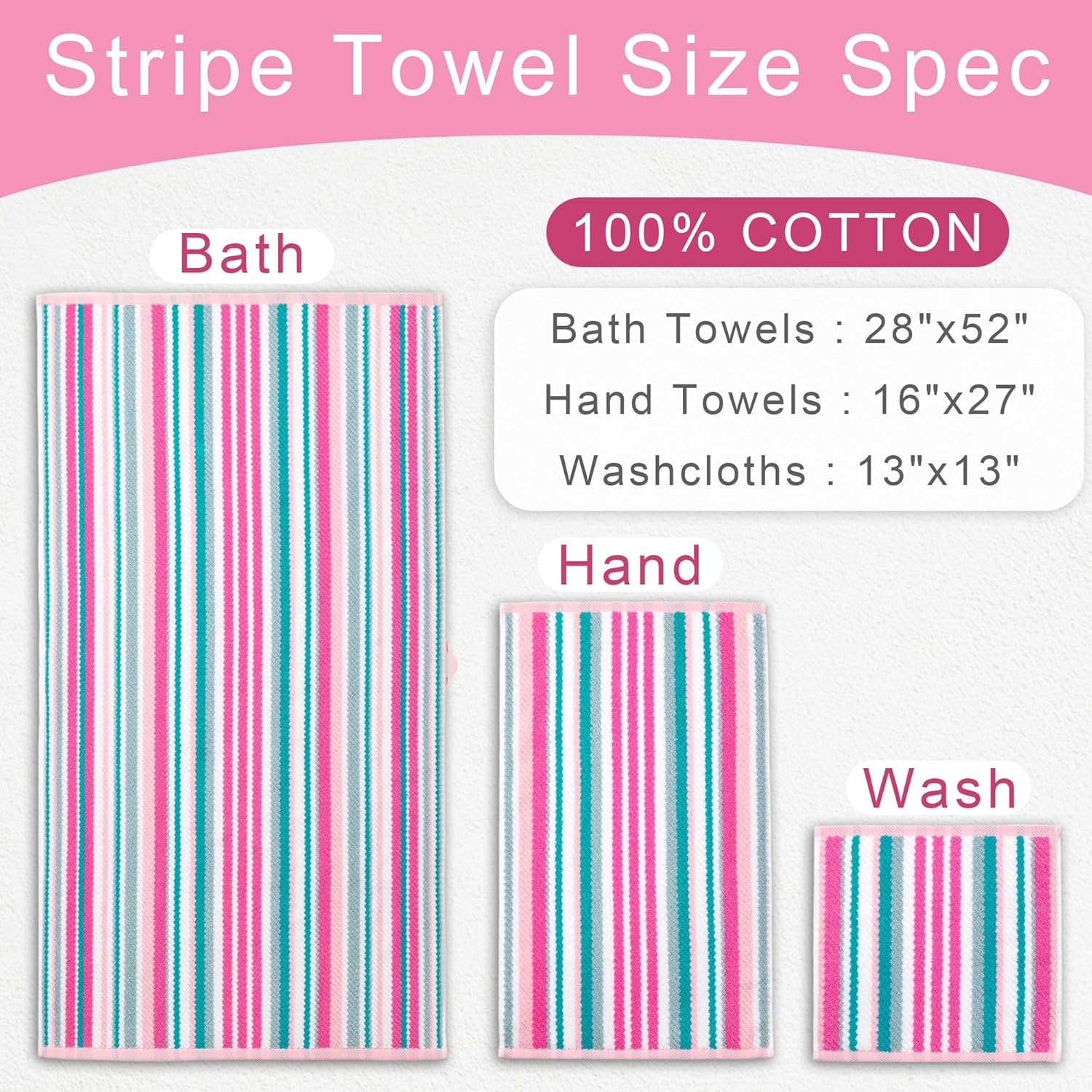 Pink Soft Towel Set 3 Piece 100 Cotton