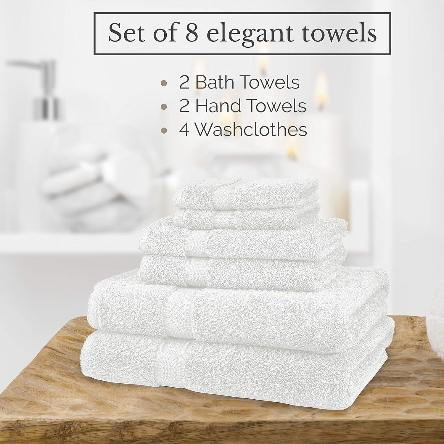 Cozy Homery Egyptian Cotton Bath Towels 8 Piece Set