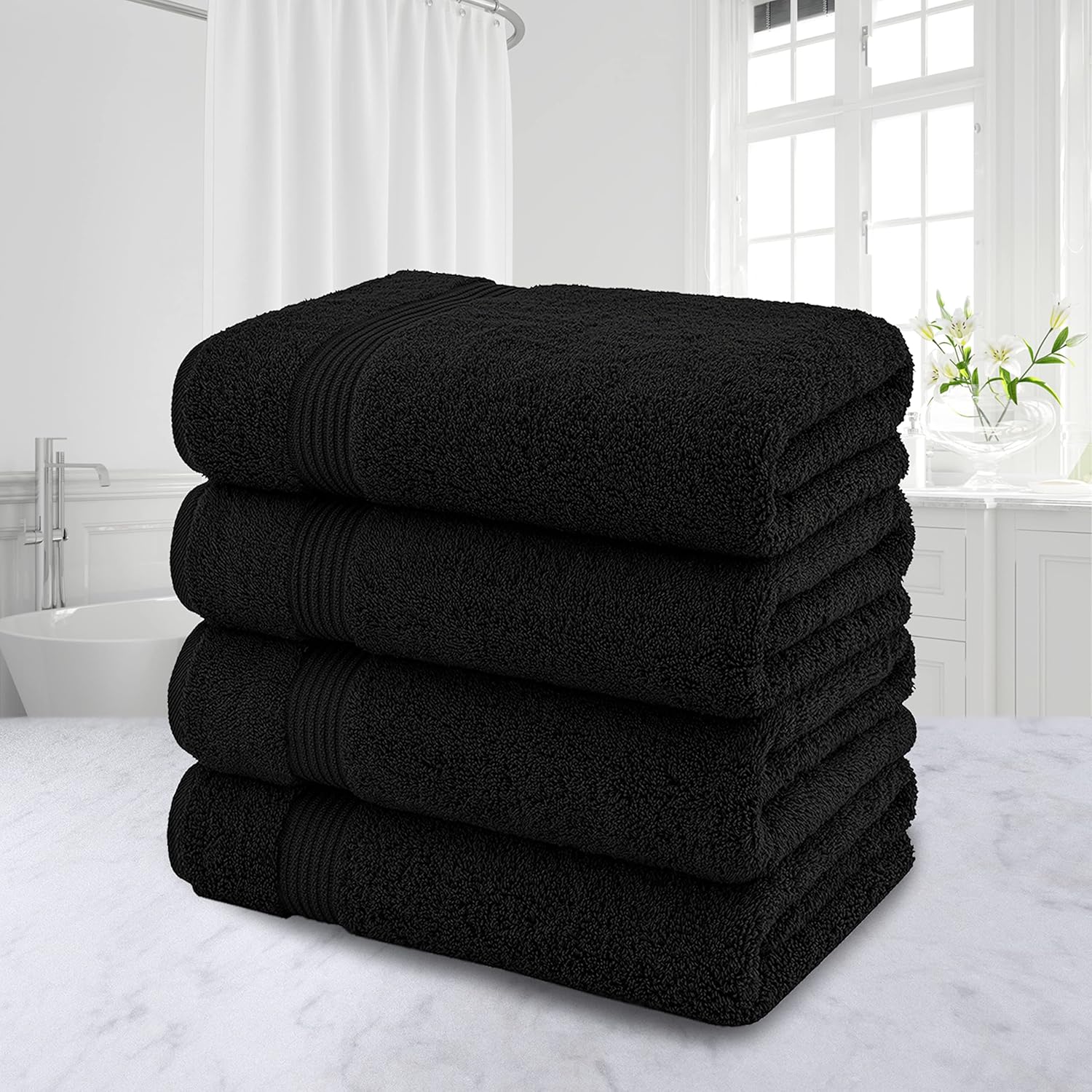 American Veteran 100 Cotton Turkish Bath Towel Set 4 Pack