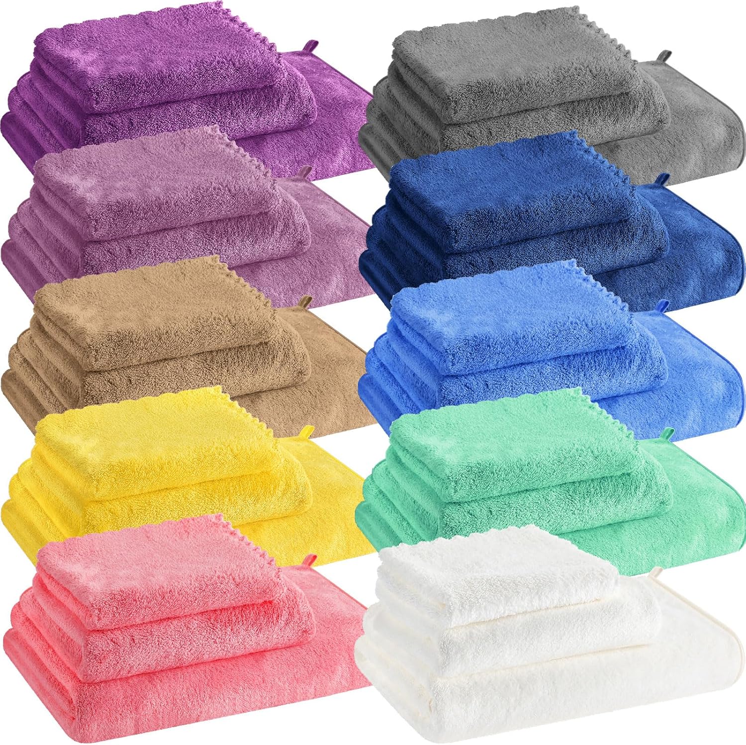 Newwiee 30 Pack Bath Towels Washcloths Set for Home Shower Yoga Travel