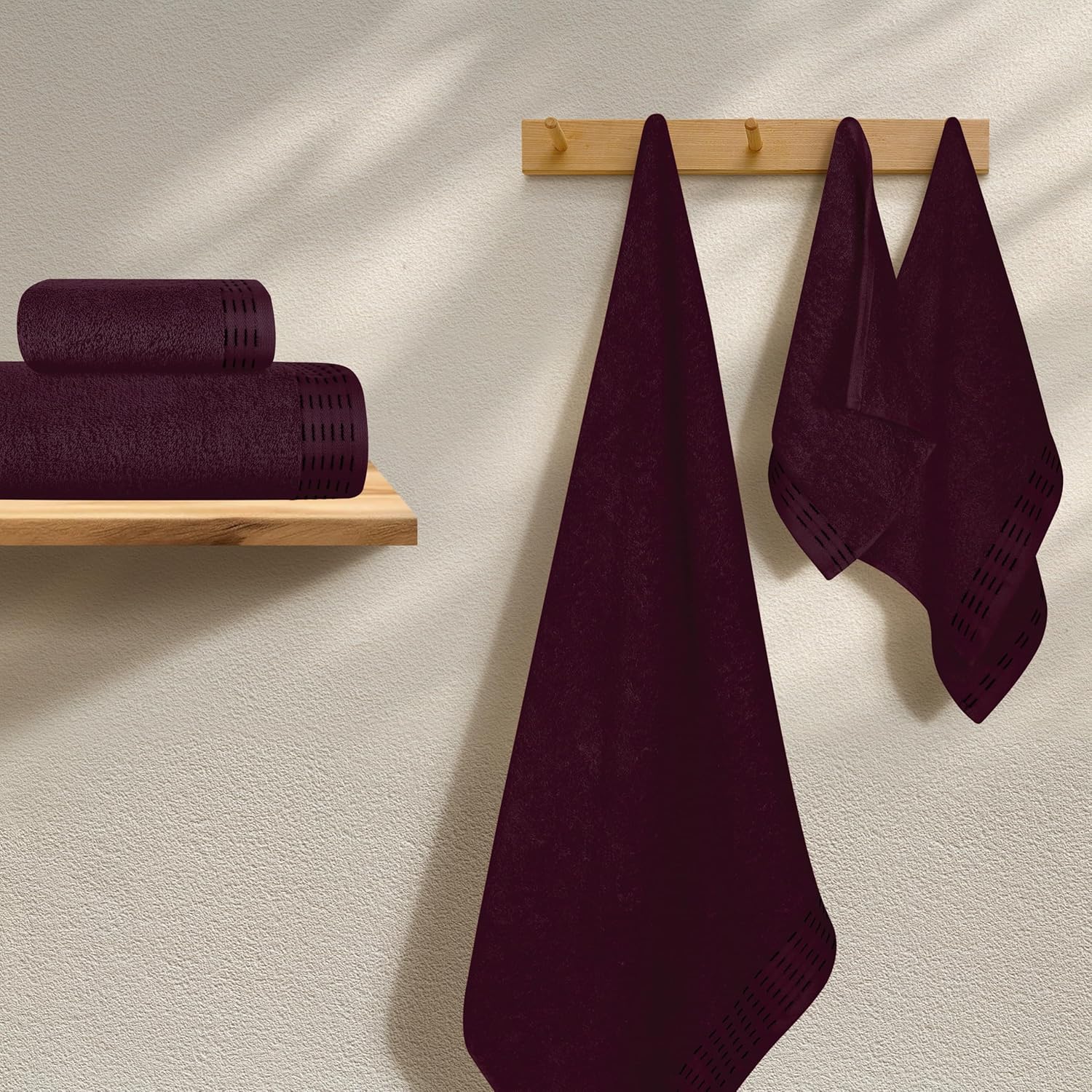 Ultra Soft Cotton Towel Set 6 Pack Burgundy
