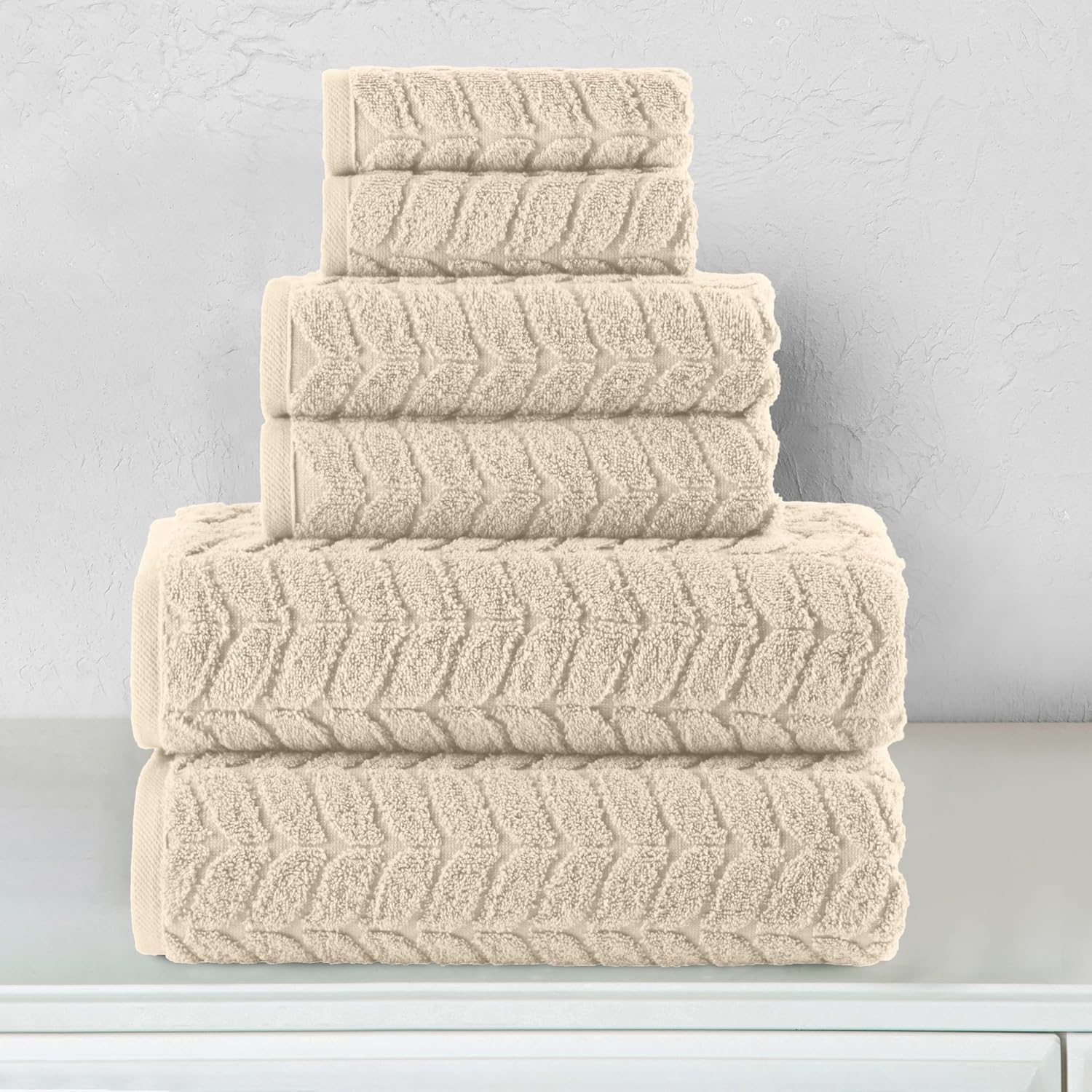 Elegant Comfort Turkish Cotton Towel Set Ivory 6-Piece