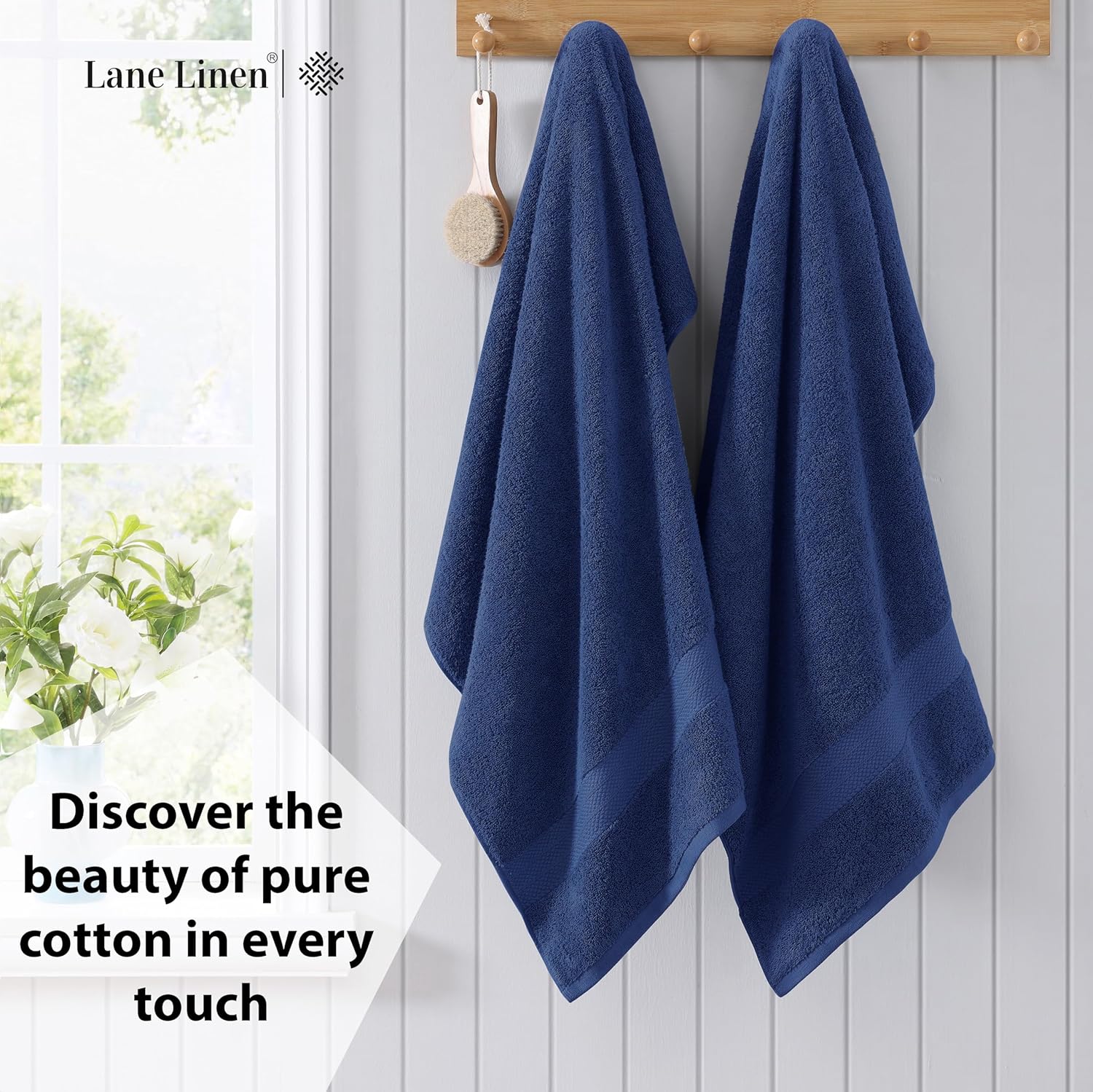 LANE LINEN 4 Pack Bath Towels - 28x54 Navy Blue 1
