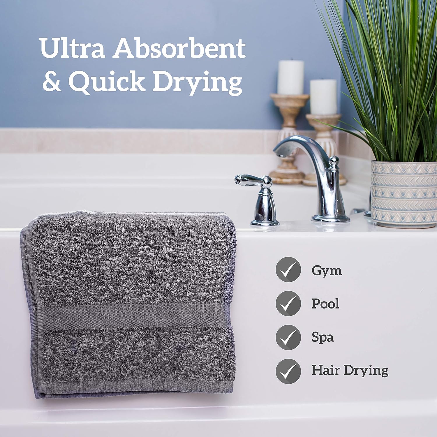 GREEN LIFESTYLE Charcoal Cotton Bath Towels